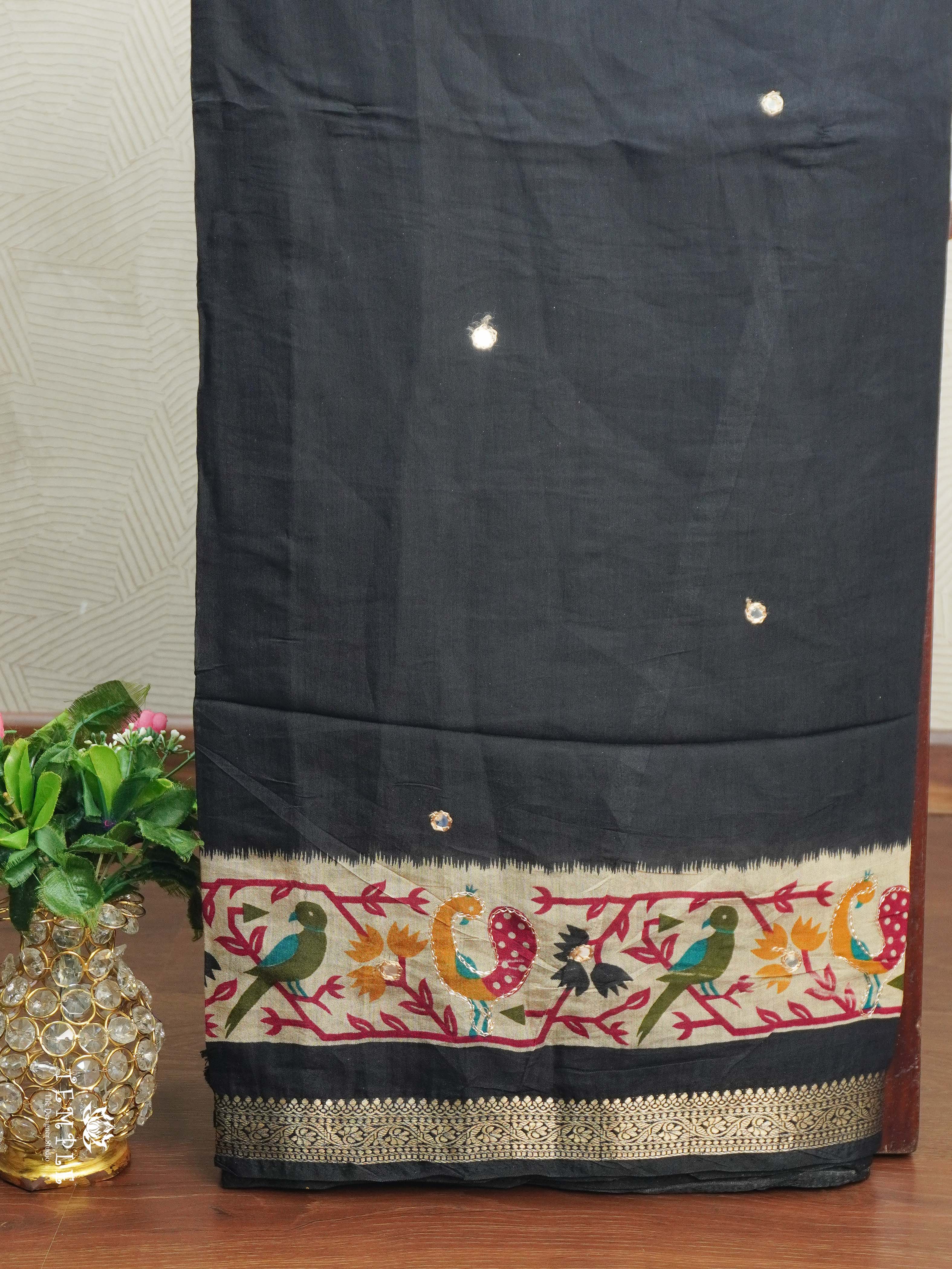 Chanderi Cotton Sare With Mirror Work | TTDS2525
