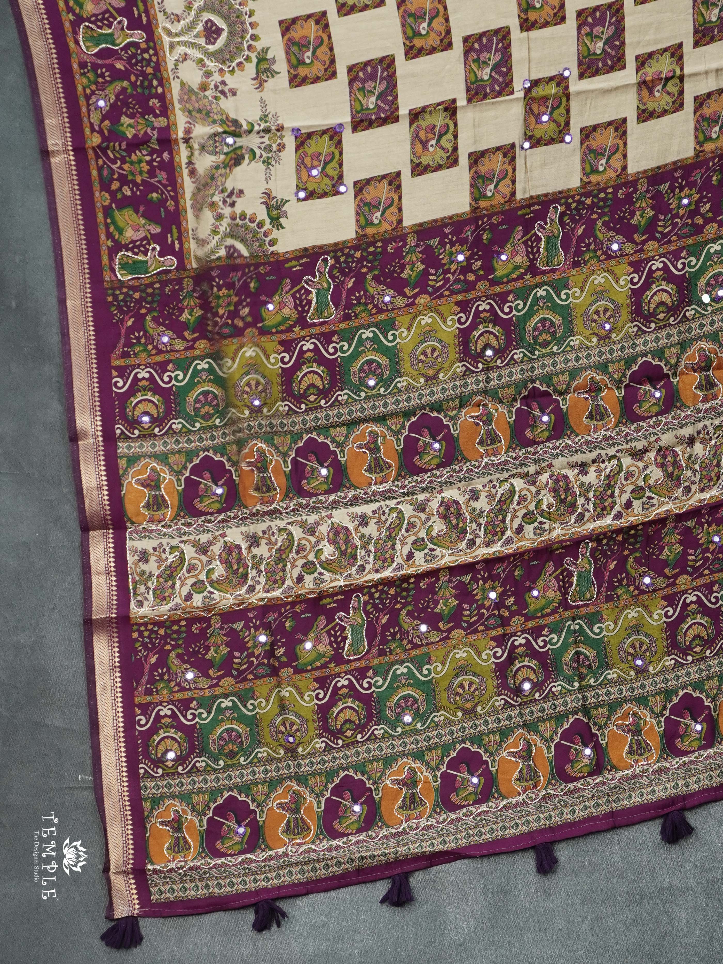 Fancy Cotton Saree With Mirror Work | TTDS2527