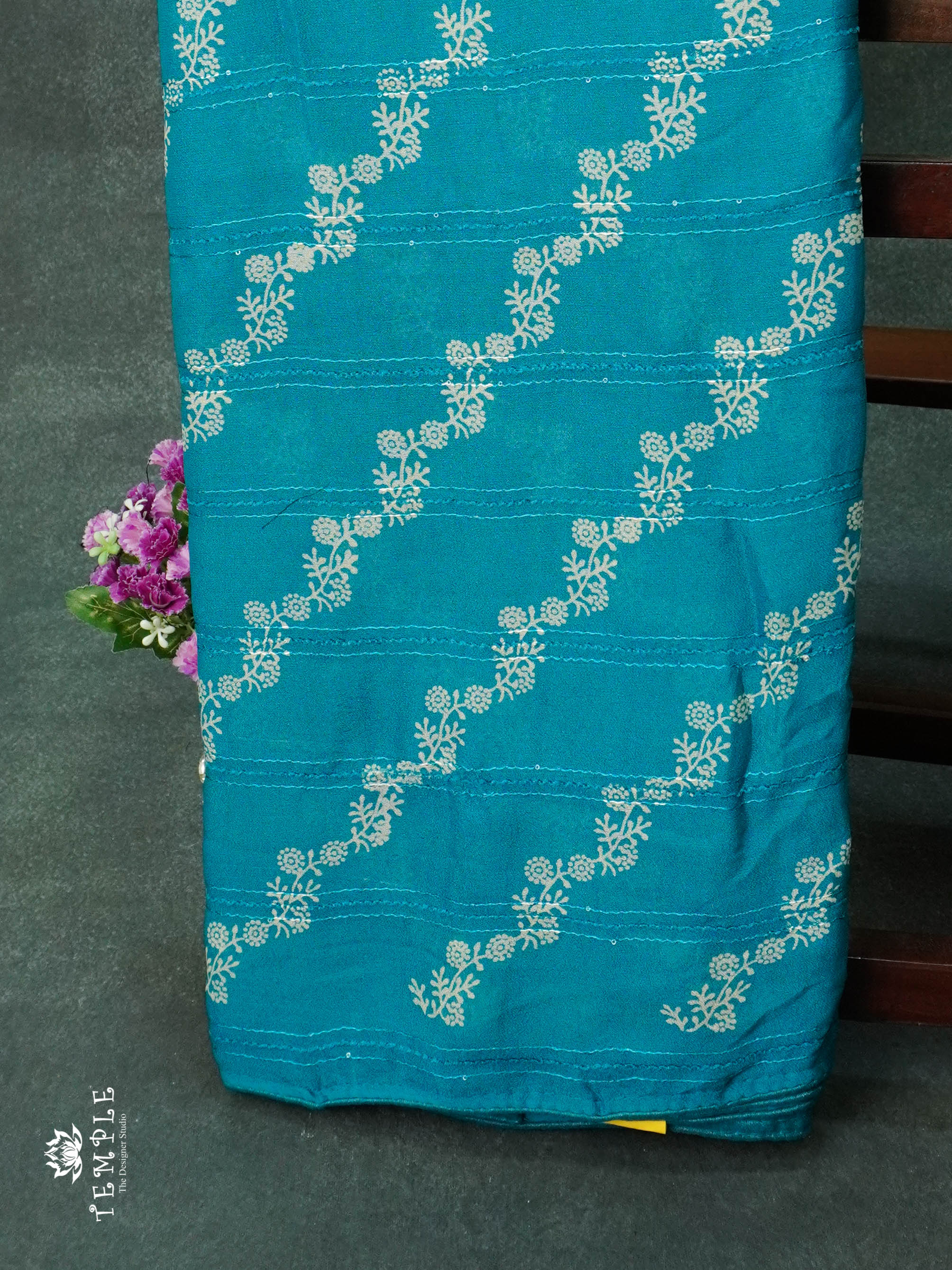 Georgette Saree With Tiny Floral Print(Sky Blue) | TTDS1151