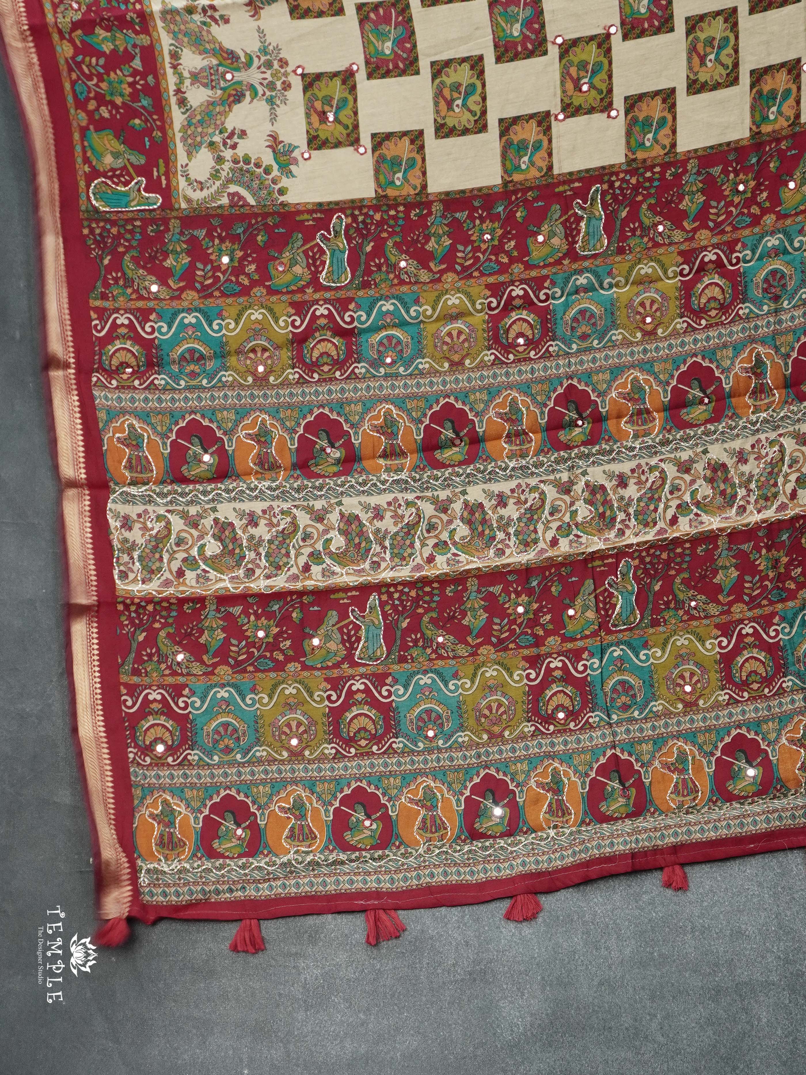 Fancy Cotton Saree With Mirror Work | TTDS2527