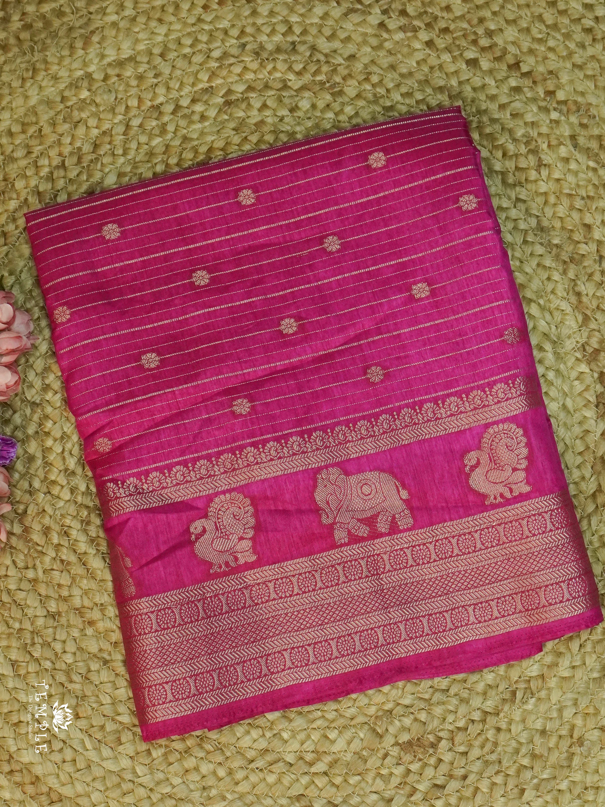 Semi Tussar Saree(Rani Pink) | TTDS1493 | Merry Deals