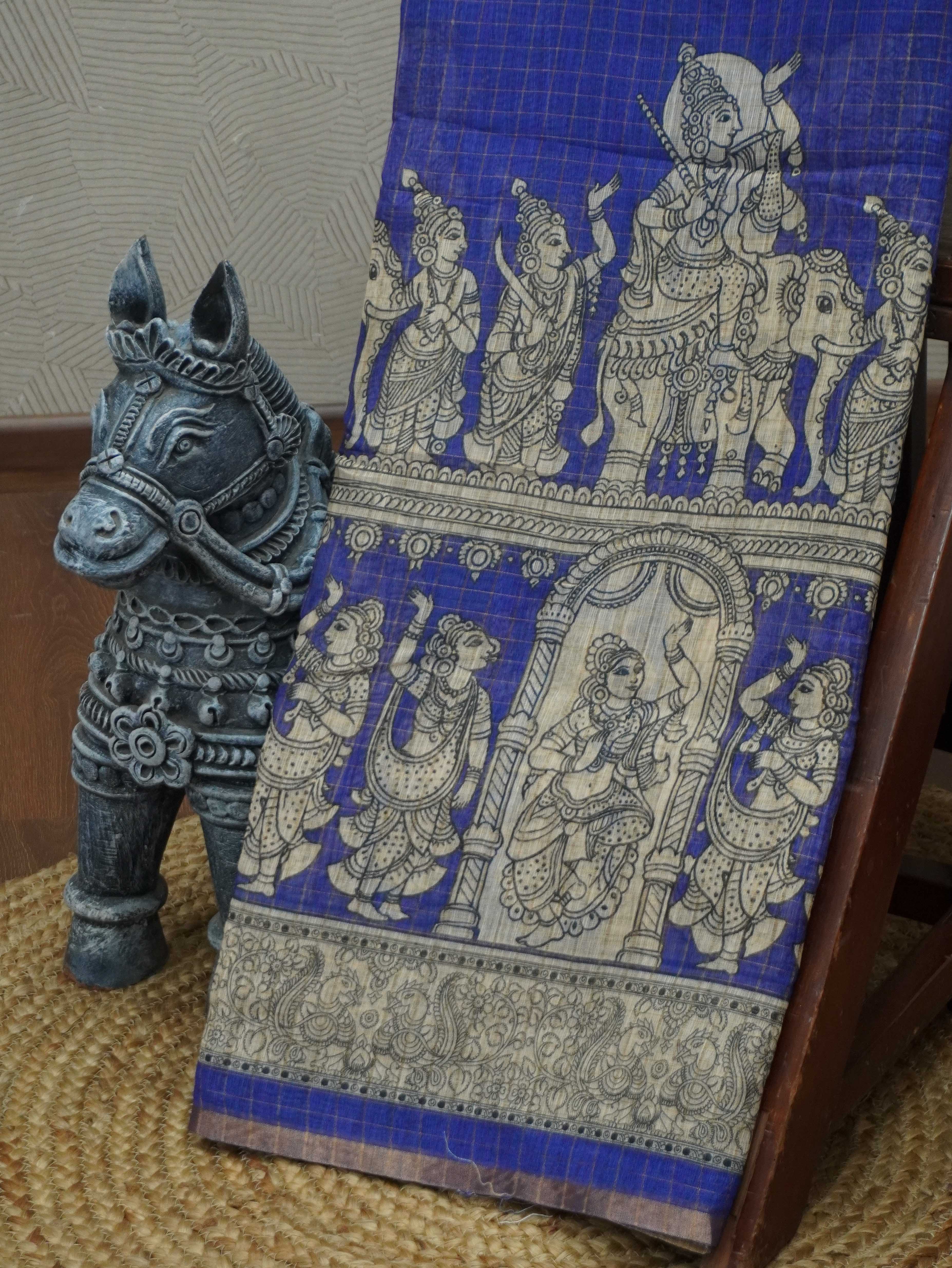 Linen Kalahasti cotton Saree | TTDS3435