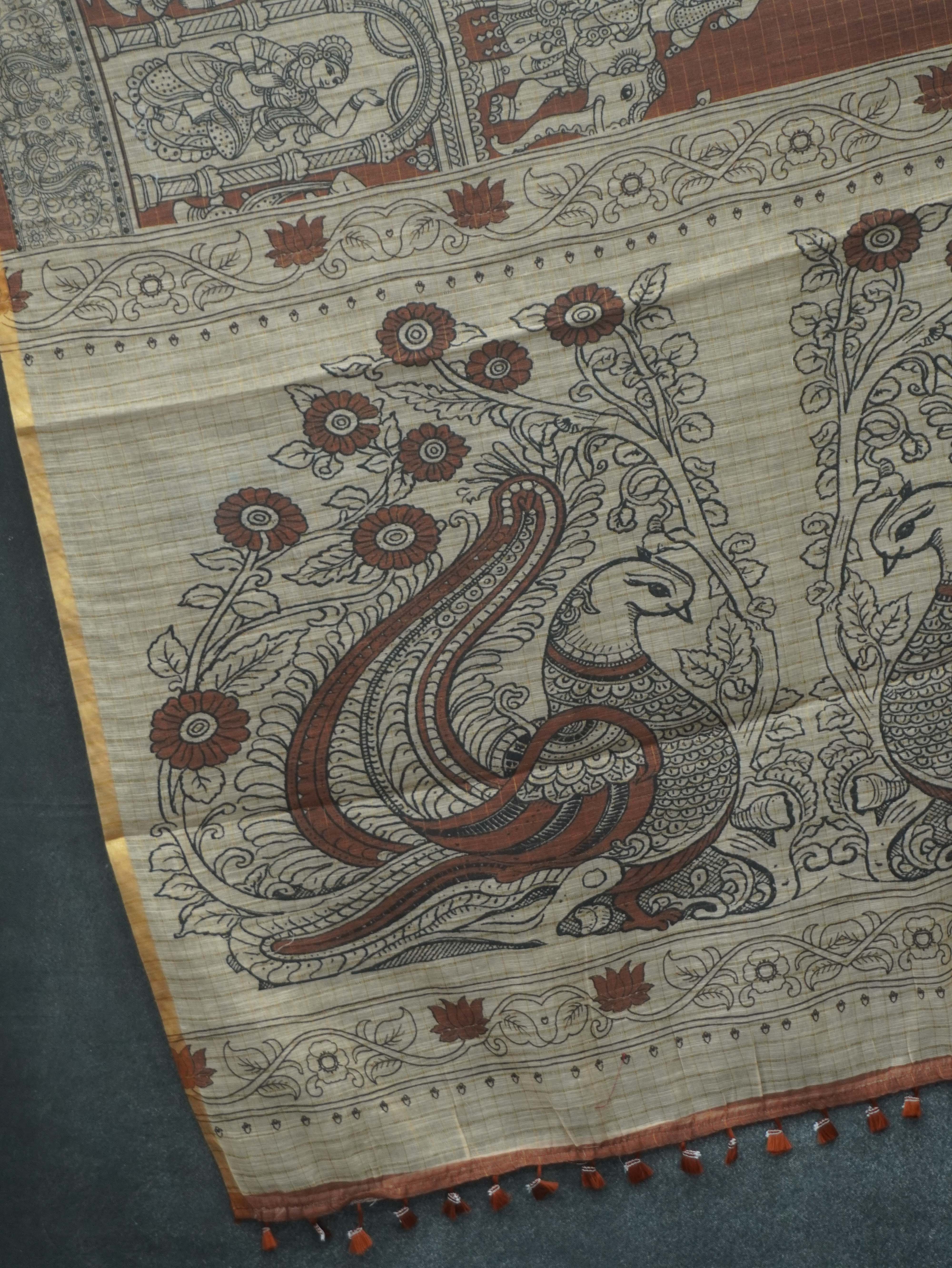 Linen Kalahasti cotton Saree | TTDS3435