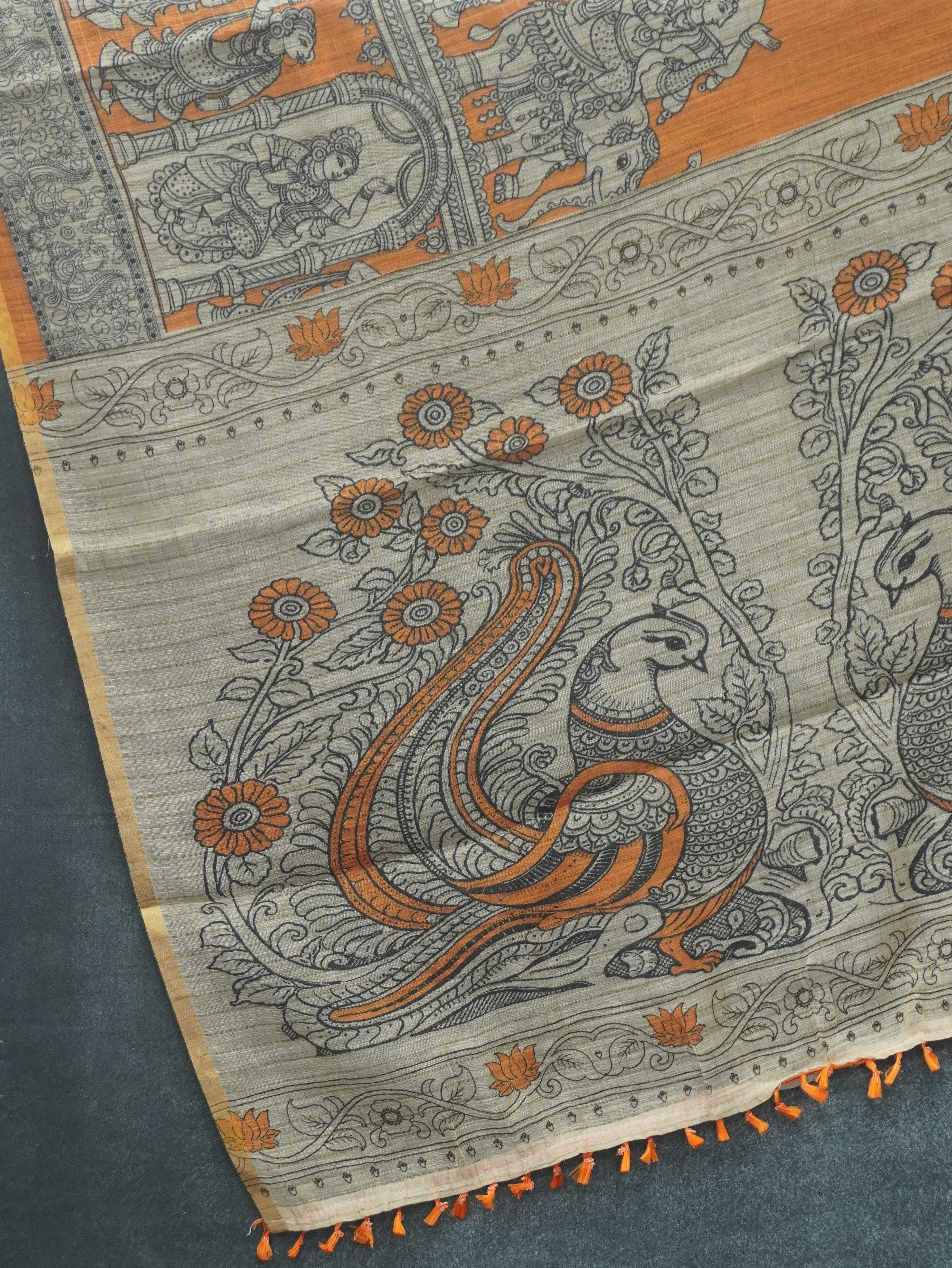 Linen Kalahasti cotton Saree | TTDS3435