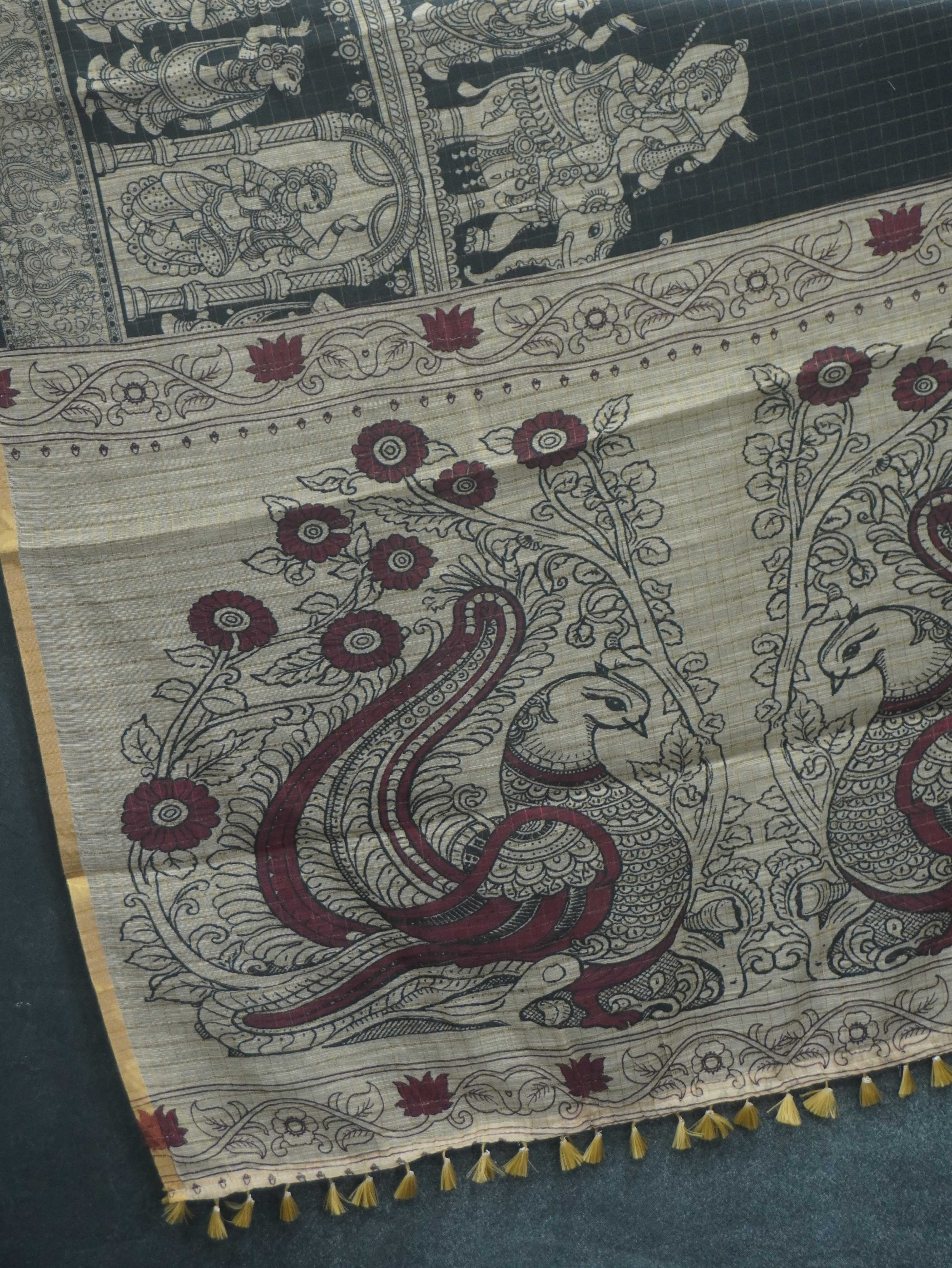 Linen Kalahasti cotton Saree | TTDS3435