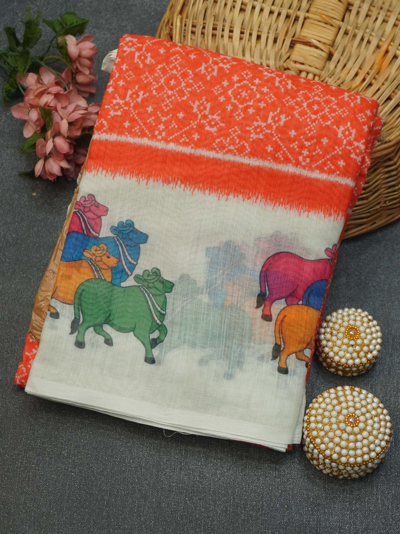 Linen Cotton Saree | TTDS3446