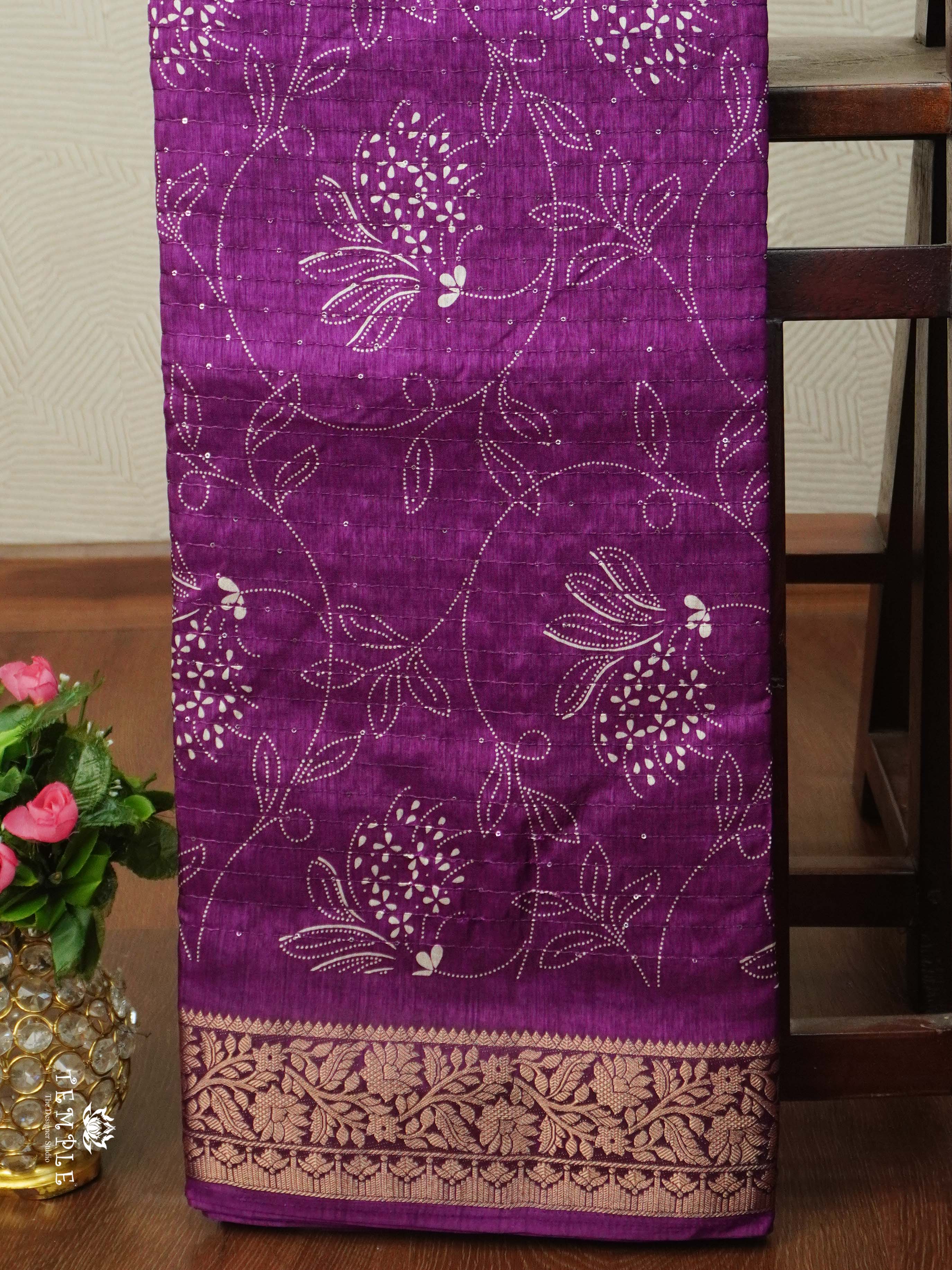 Semi Tussar Saree with Sequins Design | TTDS2536
