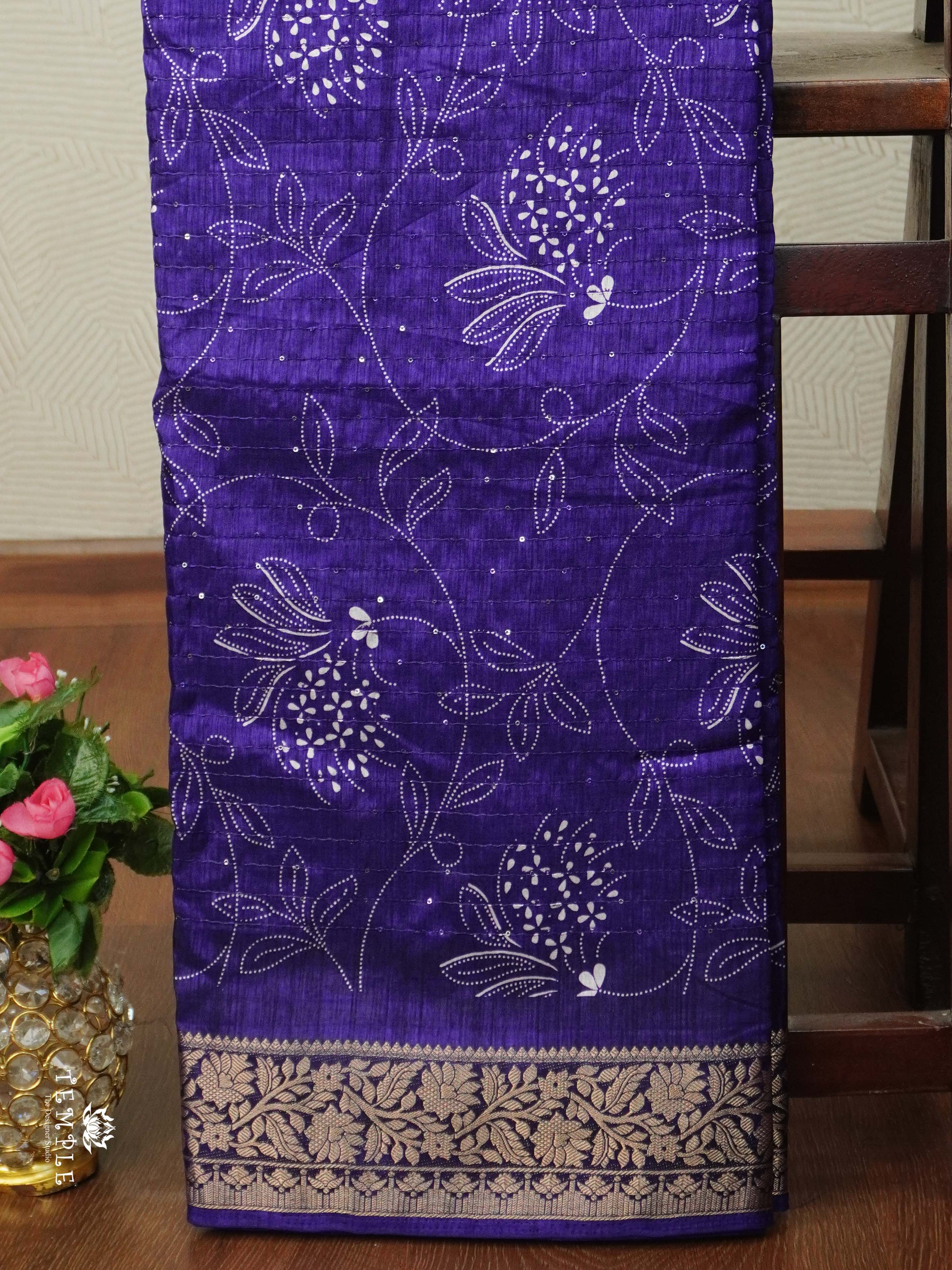 Semi Tussar Saree with Sequins Design | TTDS2536