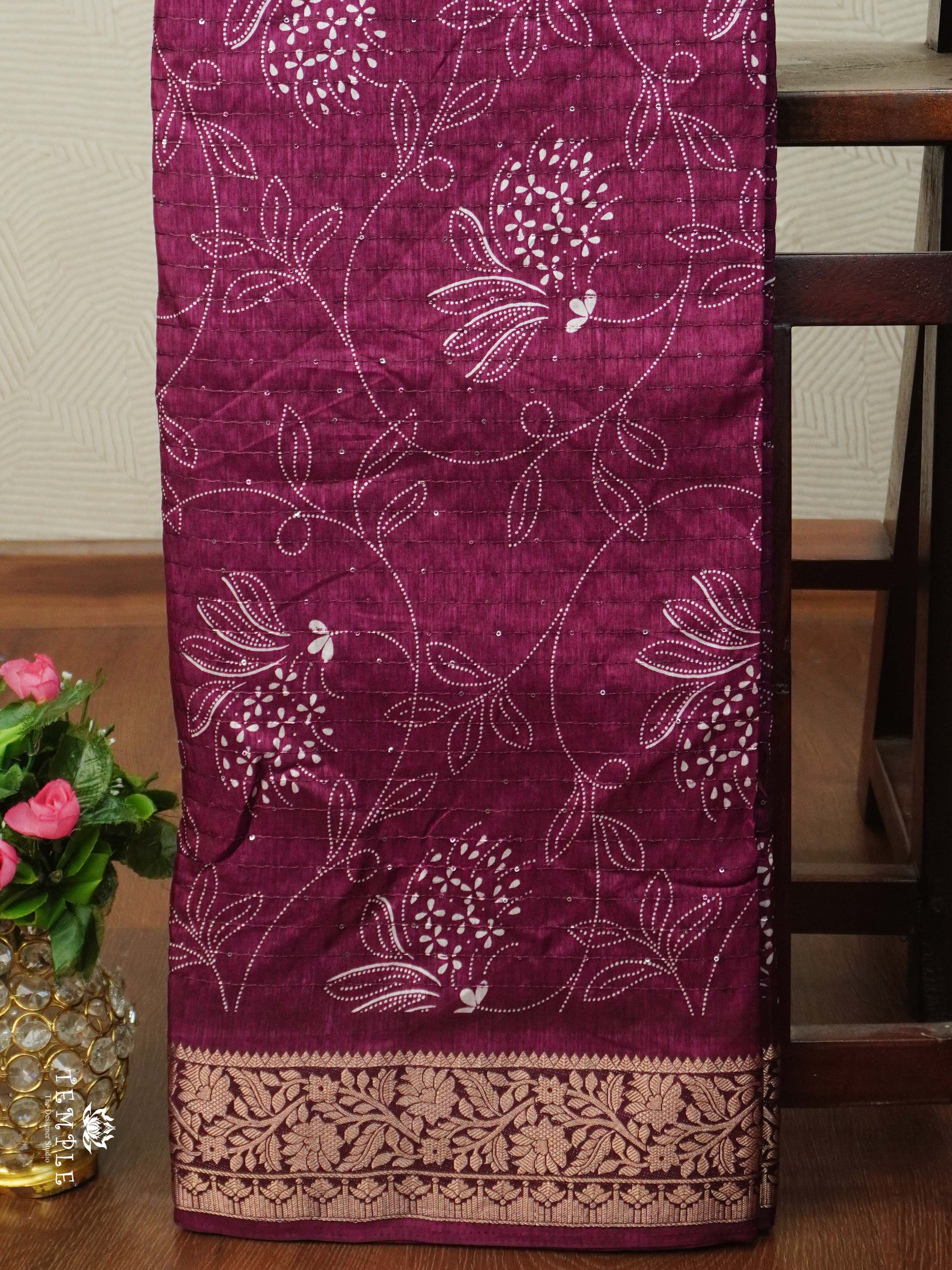 Semi Tussar Saree with Sequins Design | TTDS2536