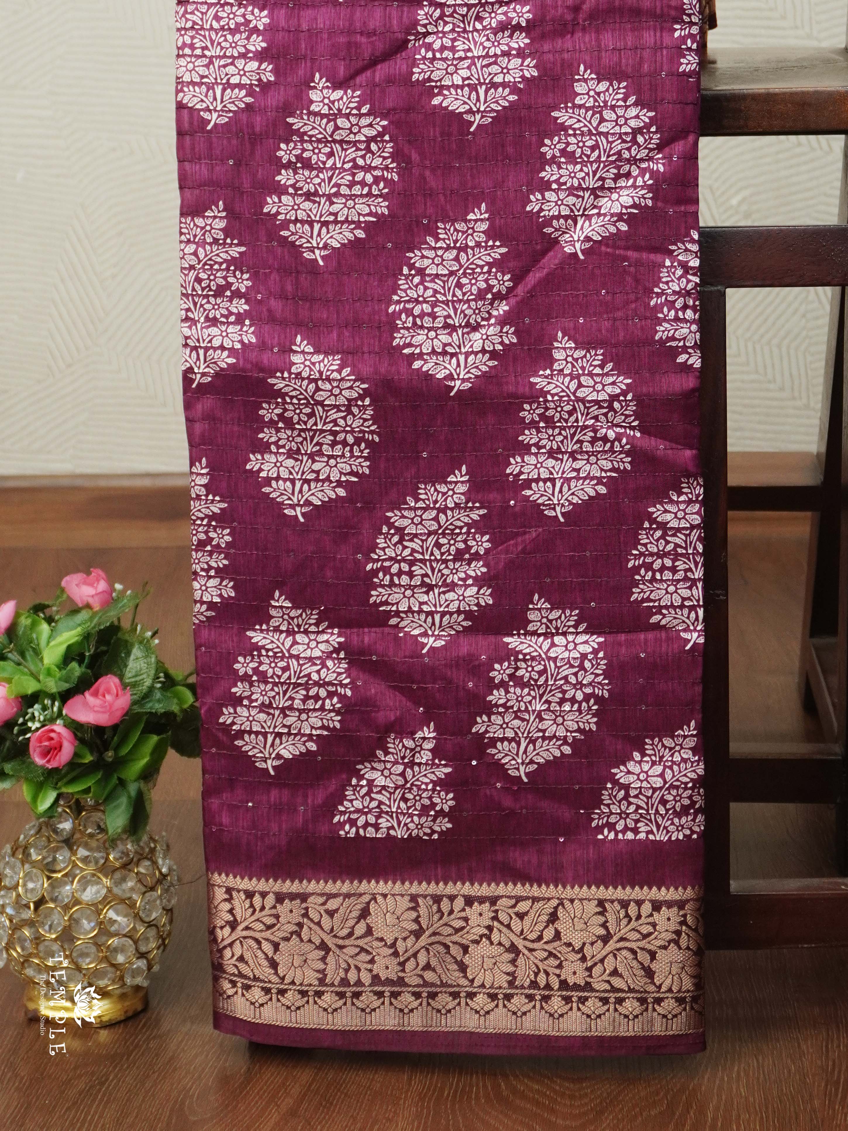 Semi Tussar Saree with Sequins Design | TTDS2543