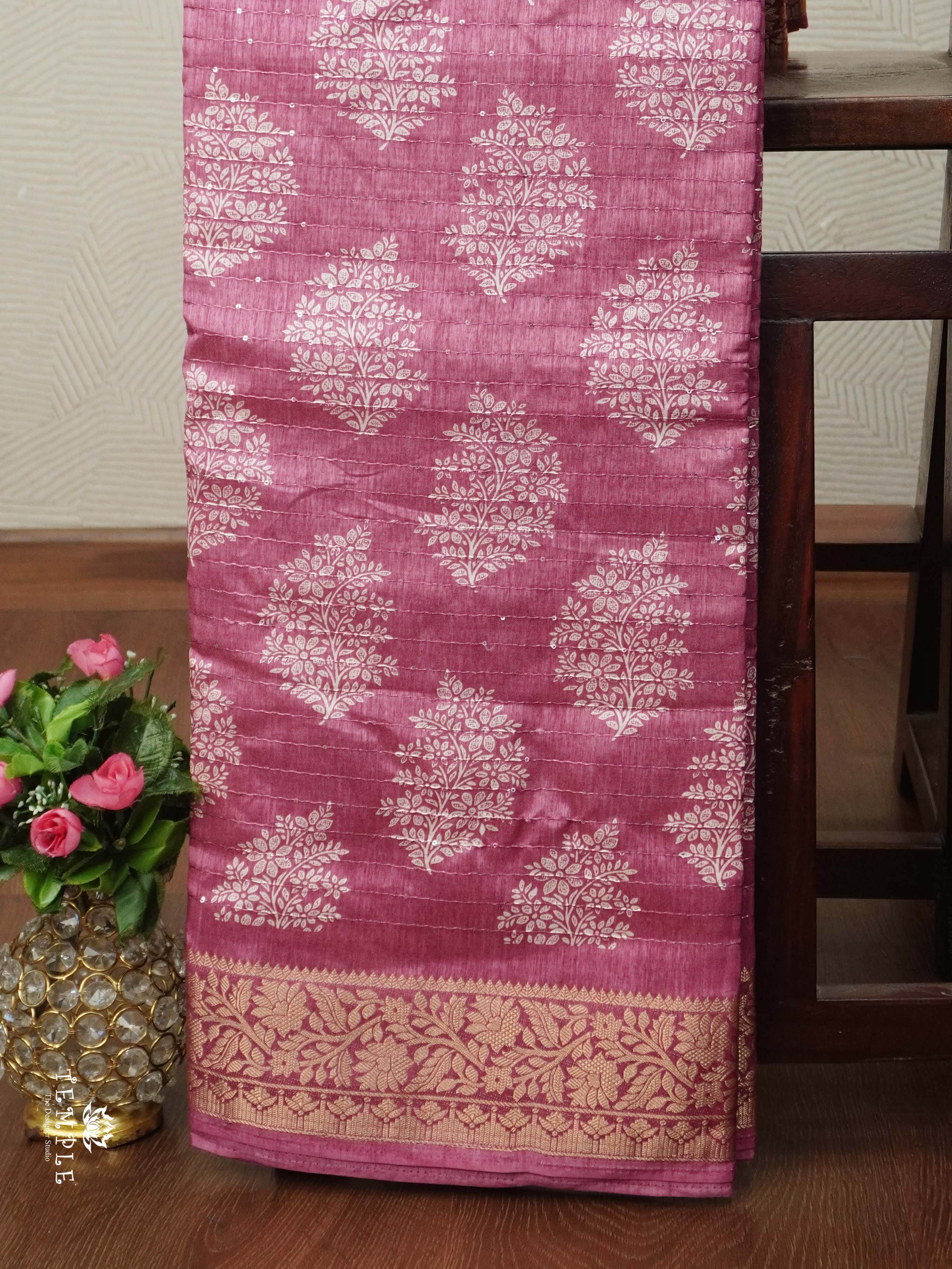 Semi Tussar Saree with Sequins Design | TTDS2543