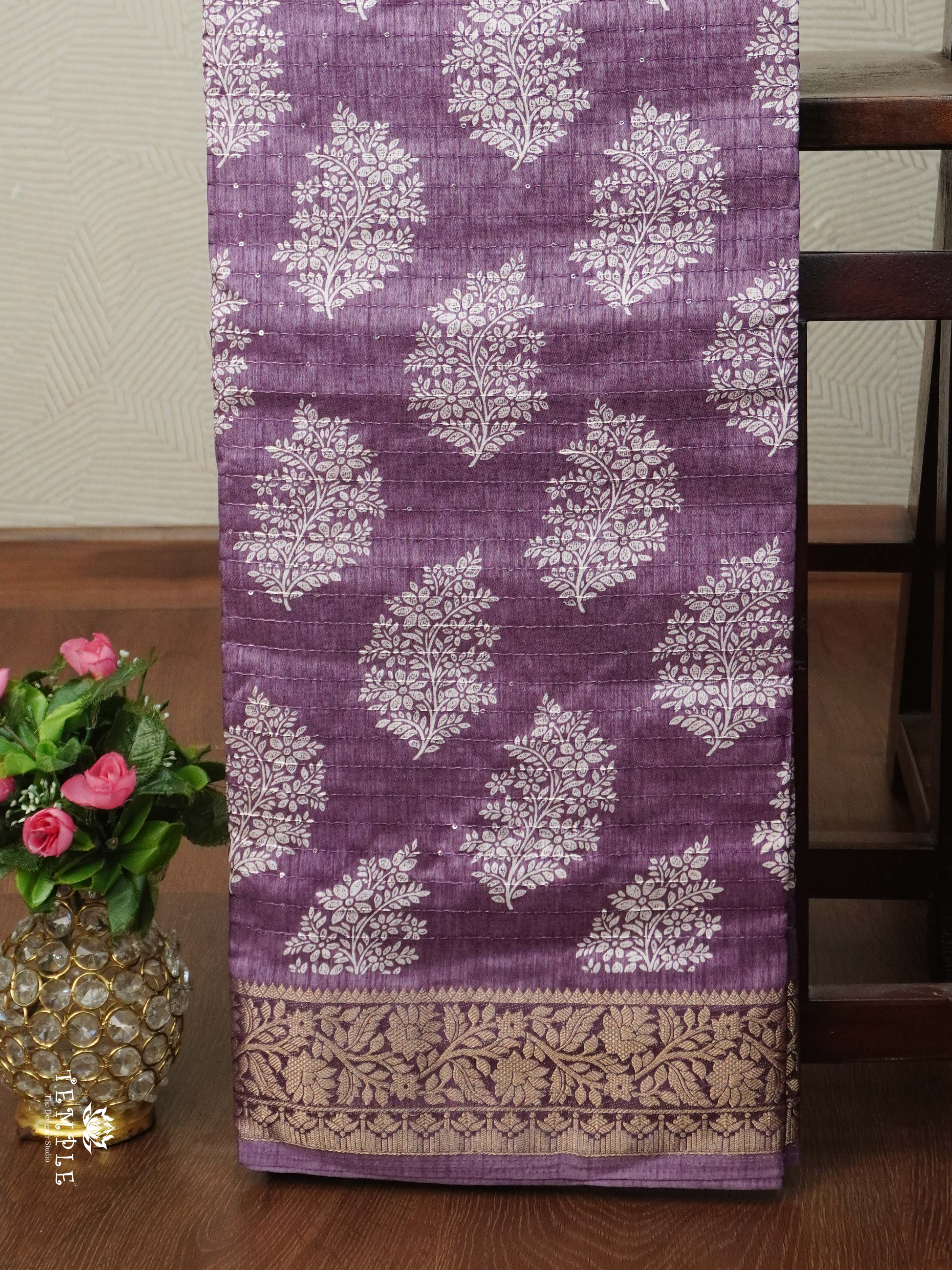 Semi Tussar Saree with Sequins Design | TTDS2543