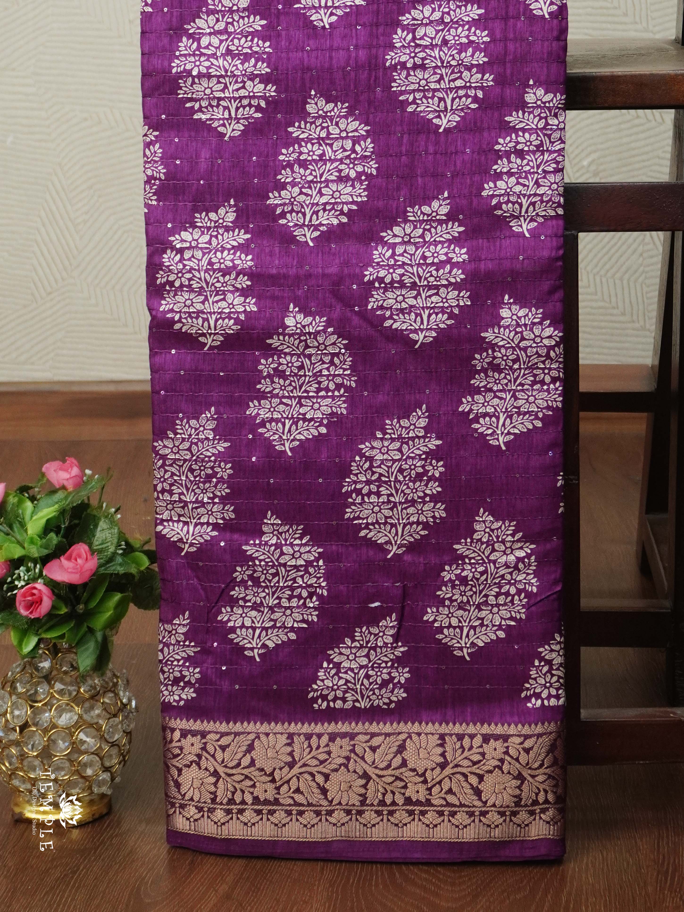 Semi Tussar Saree with Sequins Design | TTDS2543