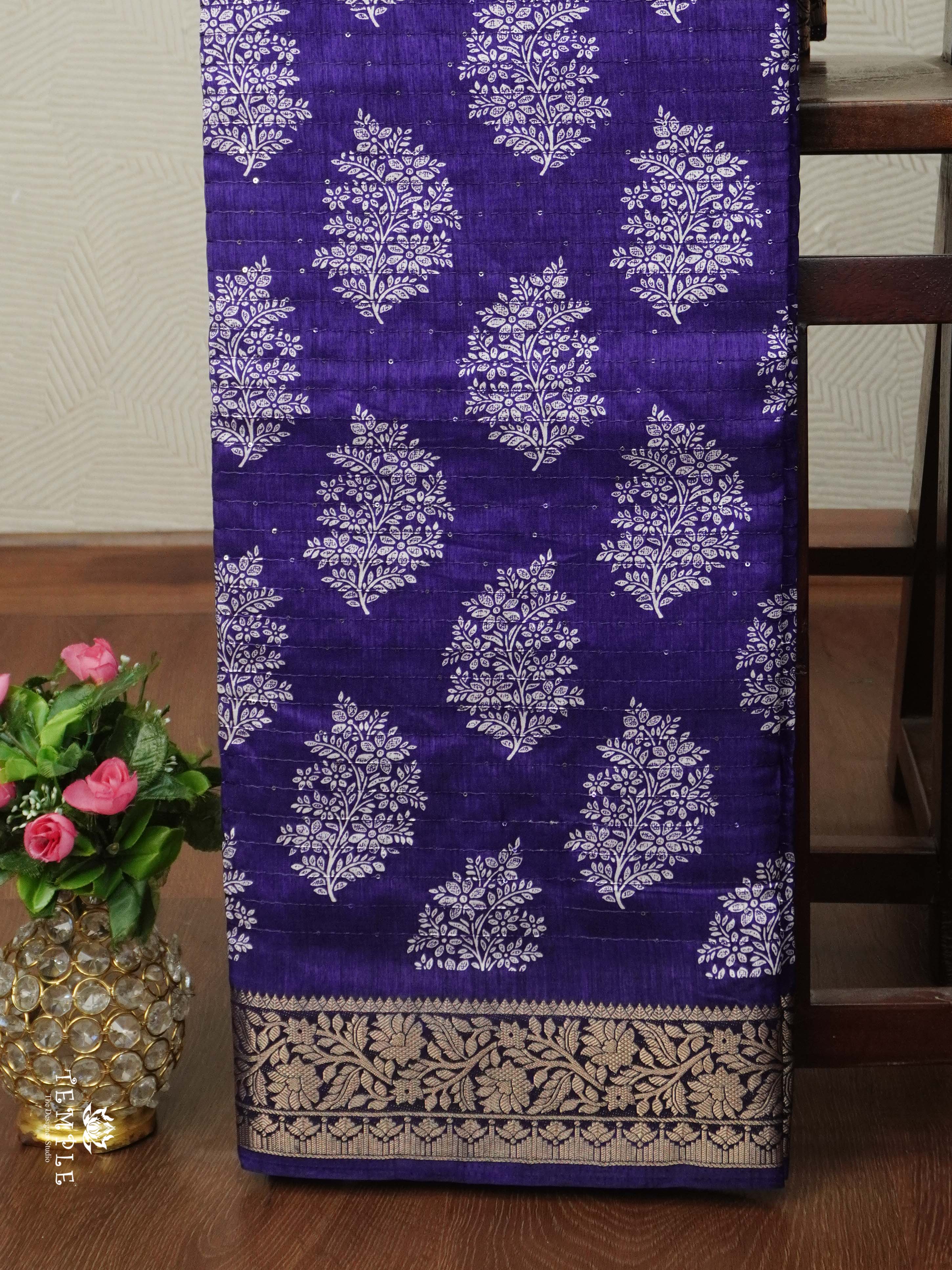 Semi Tussar Saree with Sequins Design | TTDS2543