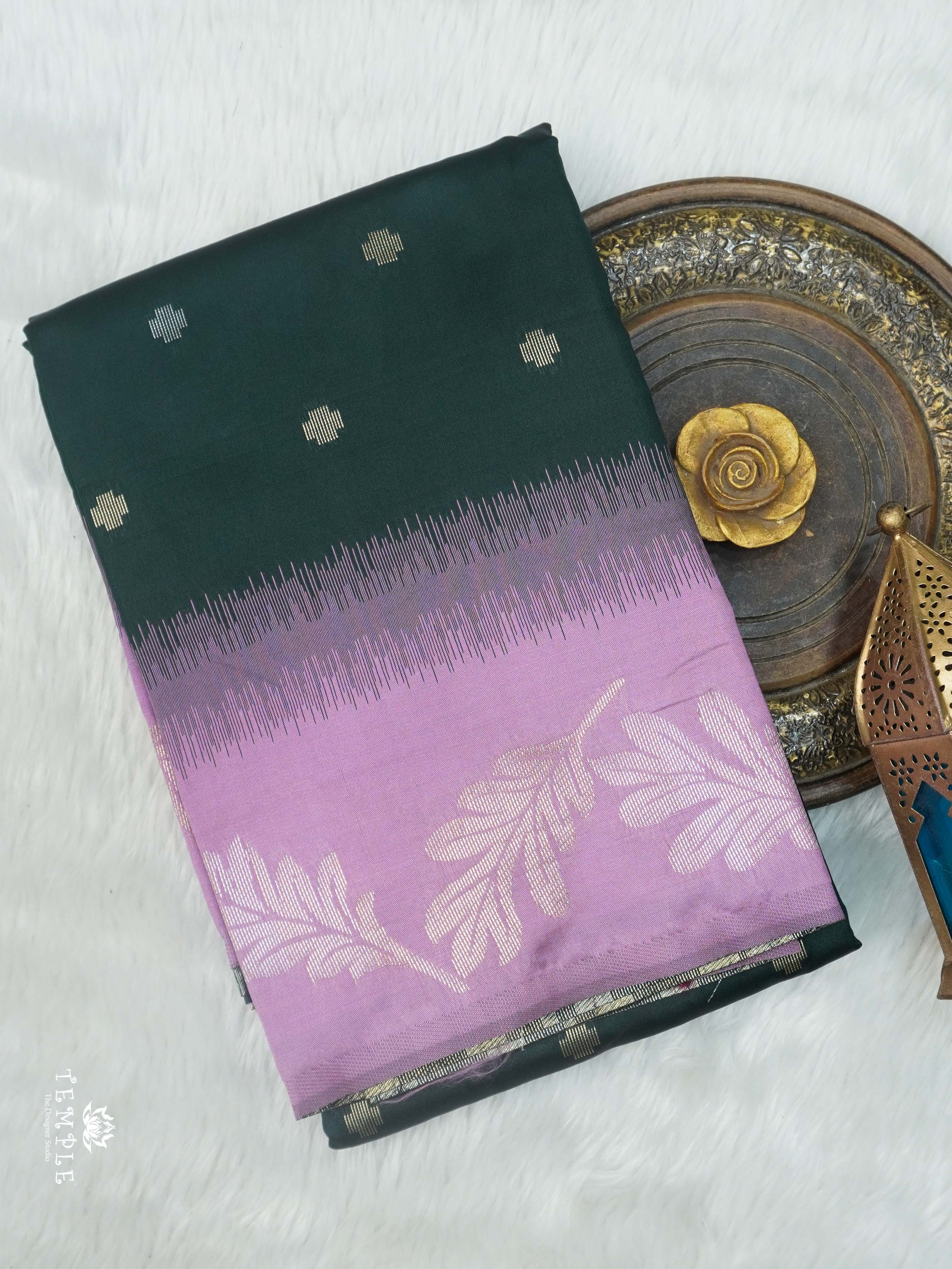 Semi Kanchi Silk x Borderless Saree - Timber Green x Sage