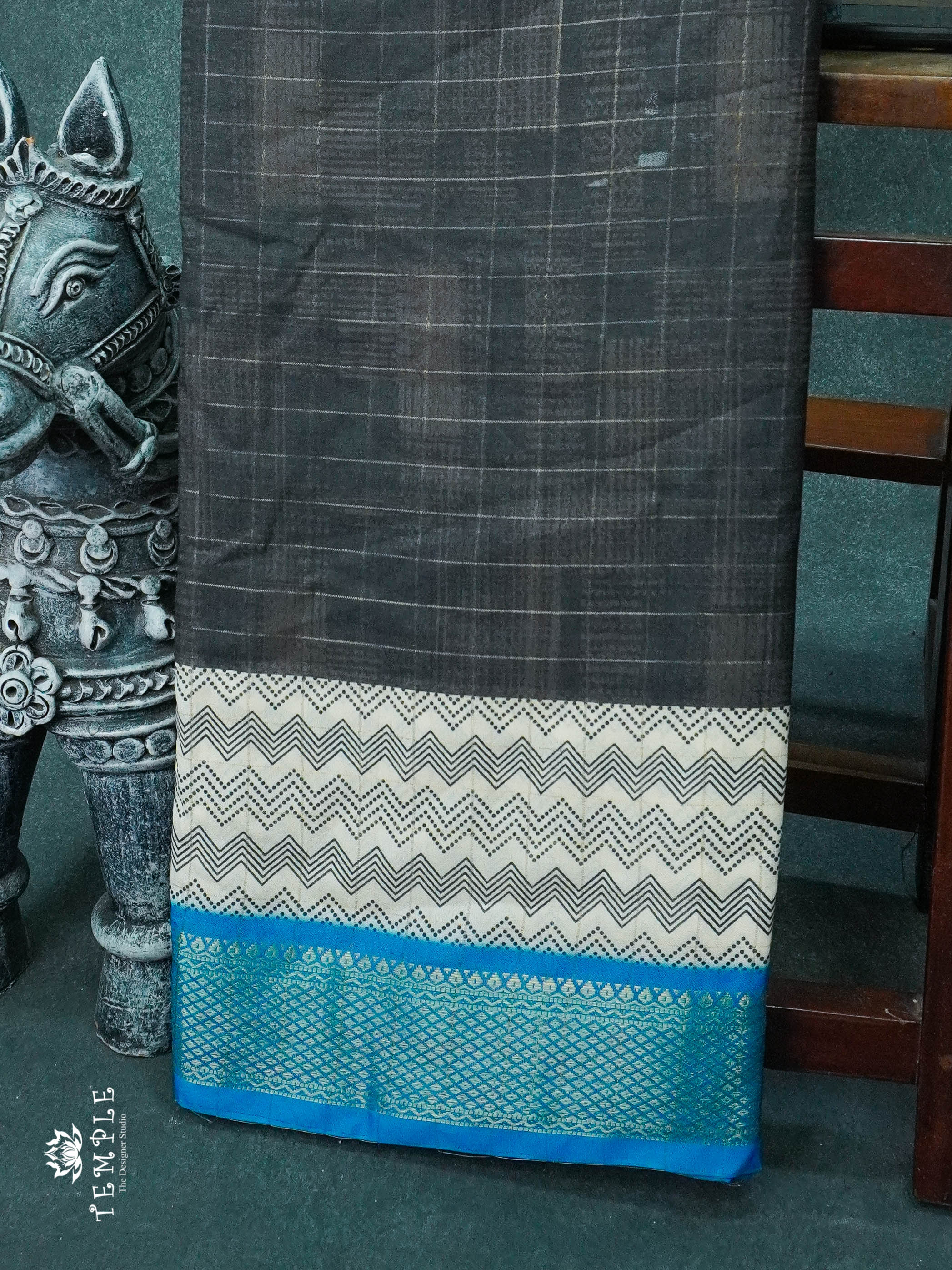 Semi Crepe Saree With Zari Woven Check Pattern  | TTDS1156 | Sparkling Deals