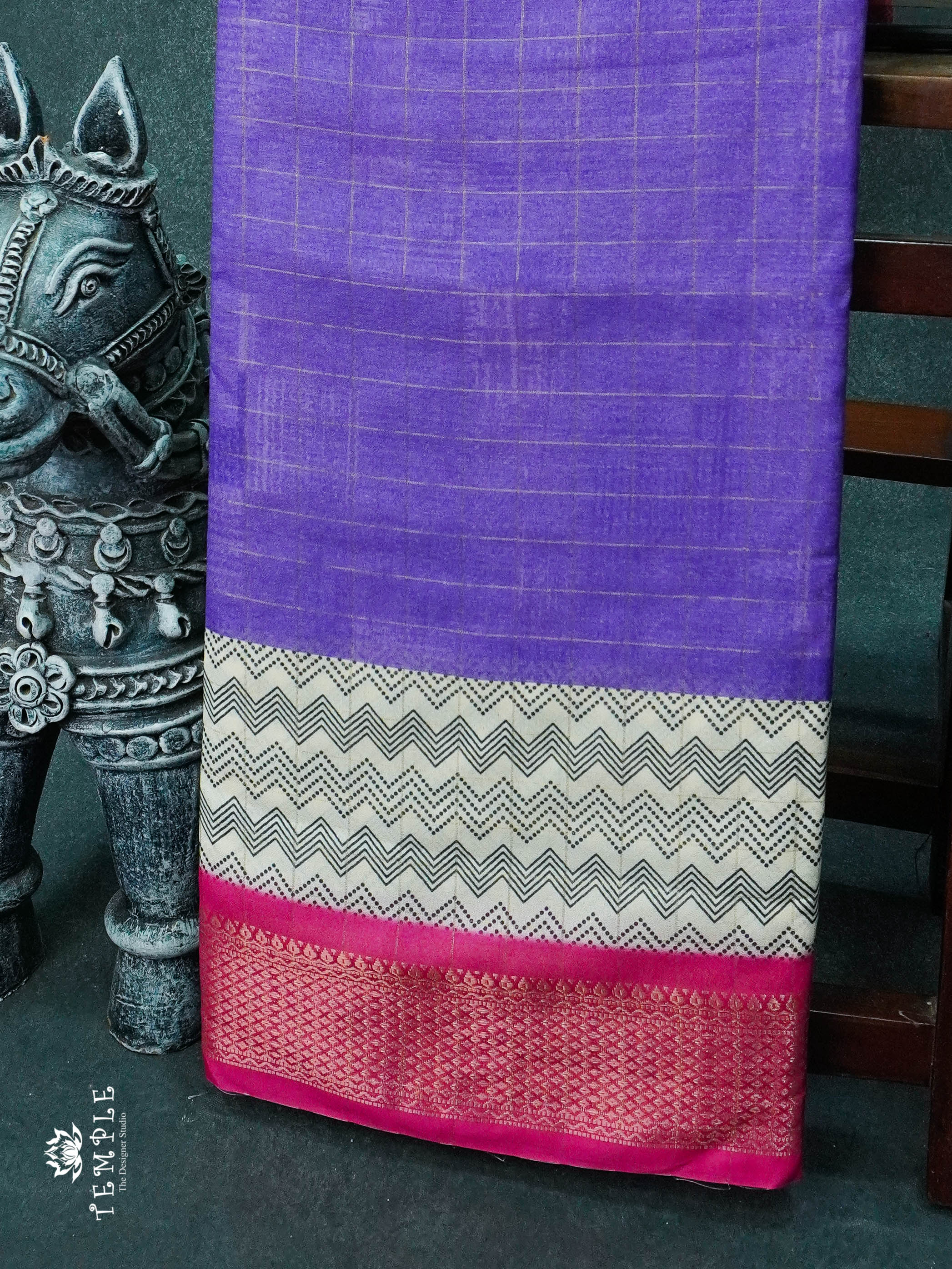 Semi Crepe Saree With Zari Woven Check Pattern  | TTDS1156 | Sparkling Deals