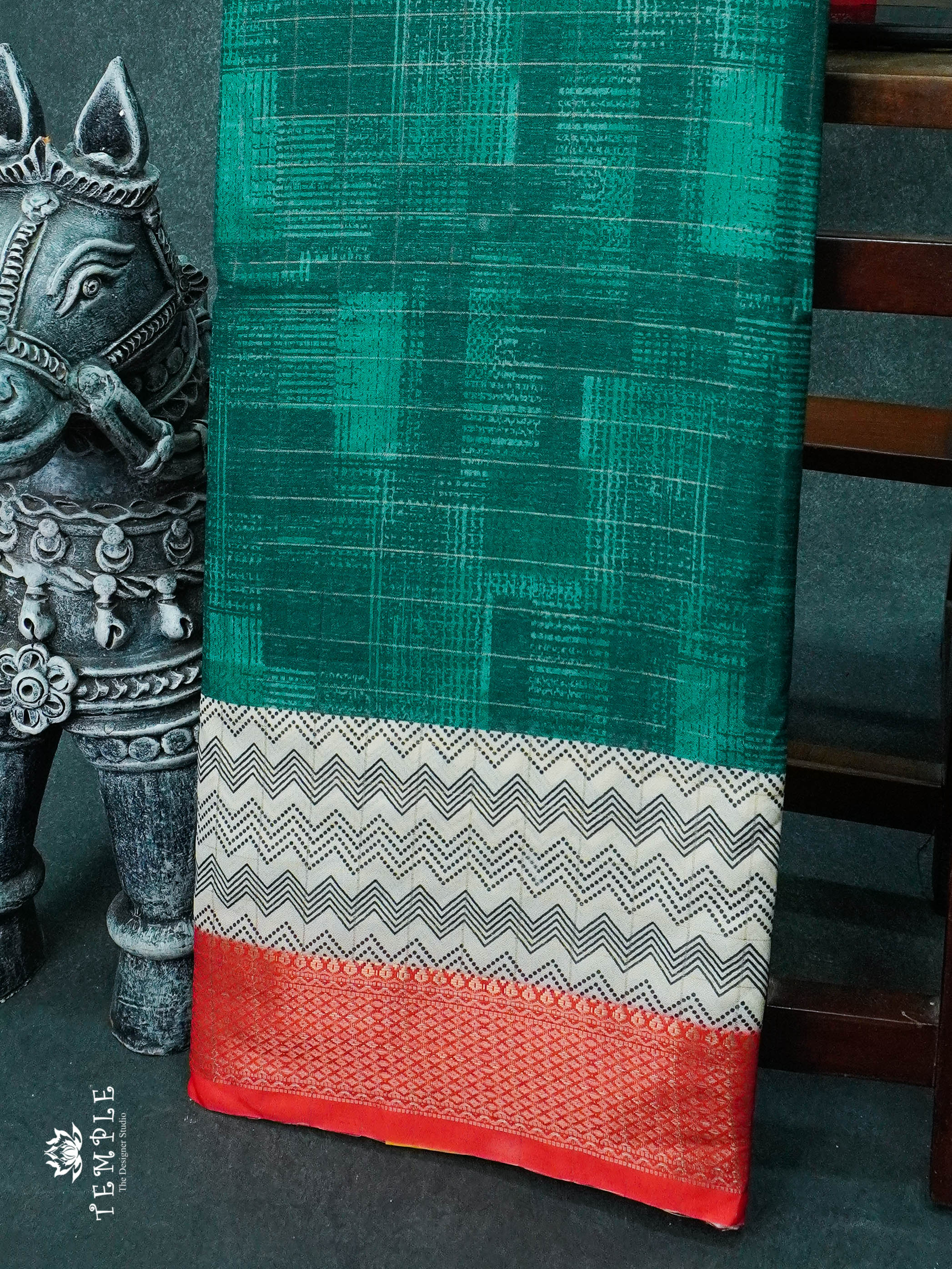 Semi Crepe Saree With Zari Woven Check Pattern  | TTDS1156 | Sparkling Deals