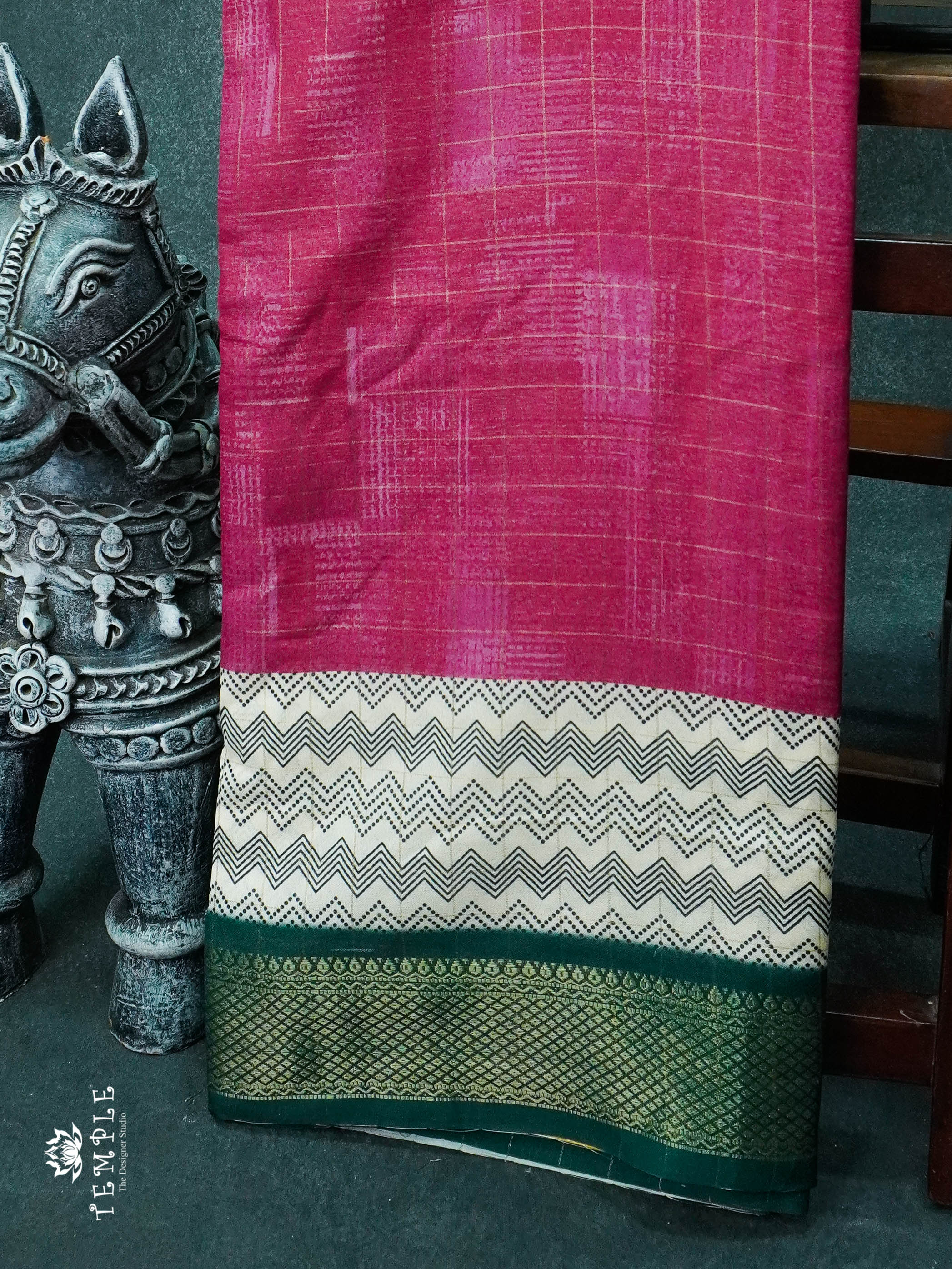 Semi Crepe Saree With Zari Woven Check Pattern  | TTDS1156 | Sparkling Deals