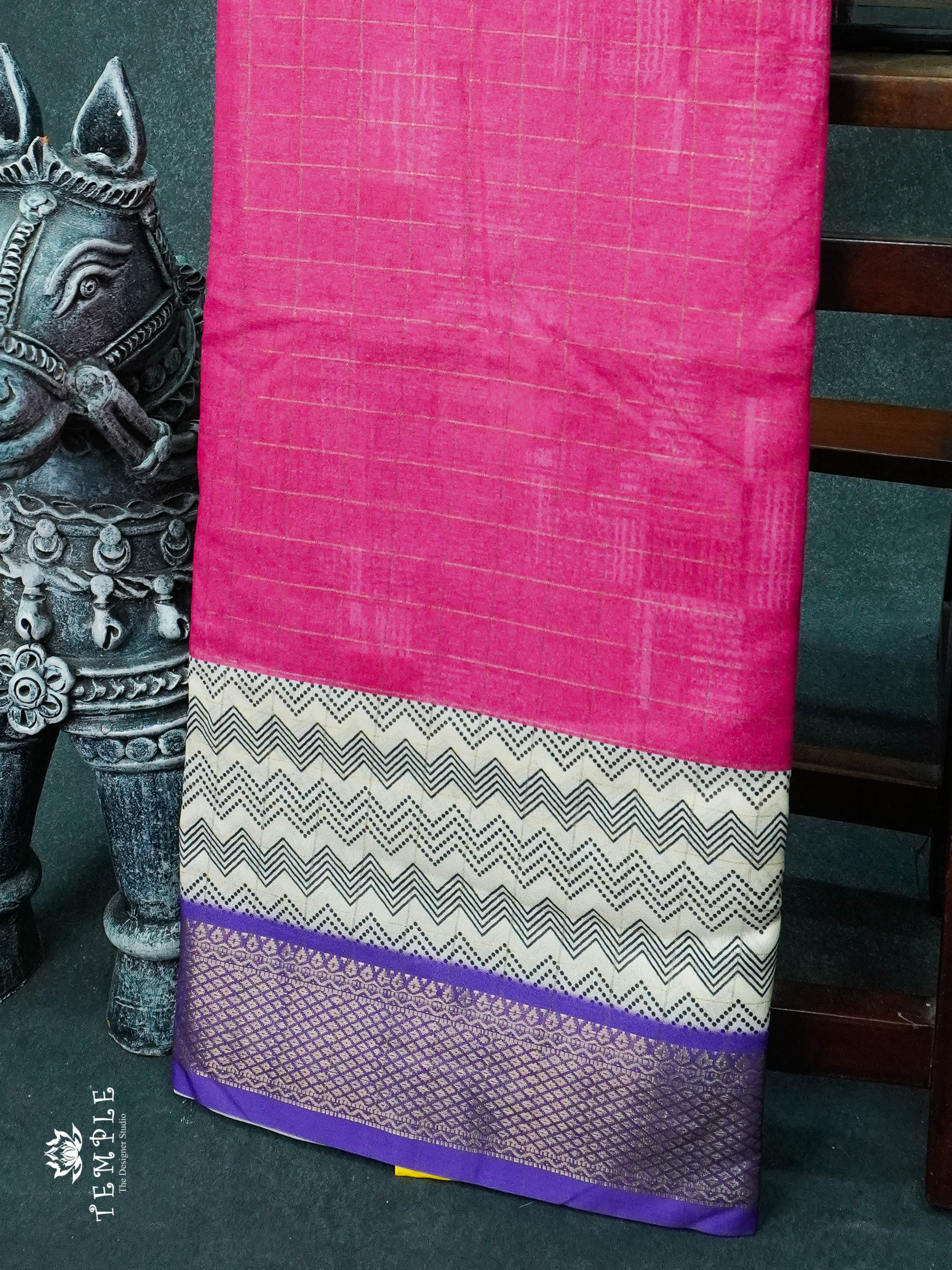 Semi Crepe Saree With Zari Woven Check Pattern  | TTDS1156 | Sparkling Deals