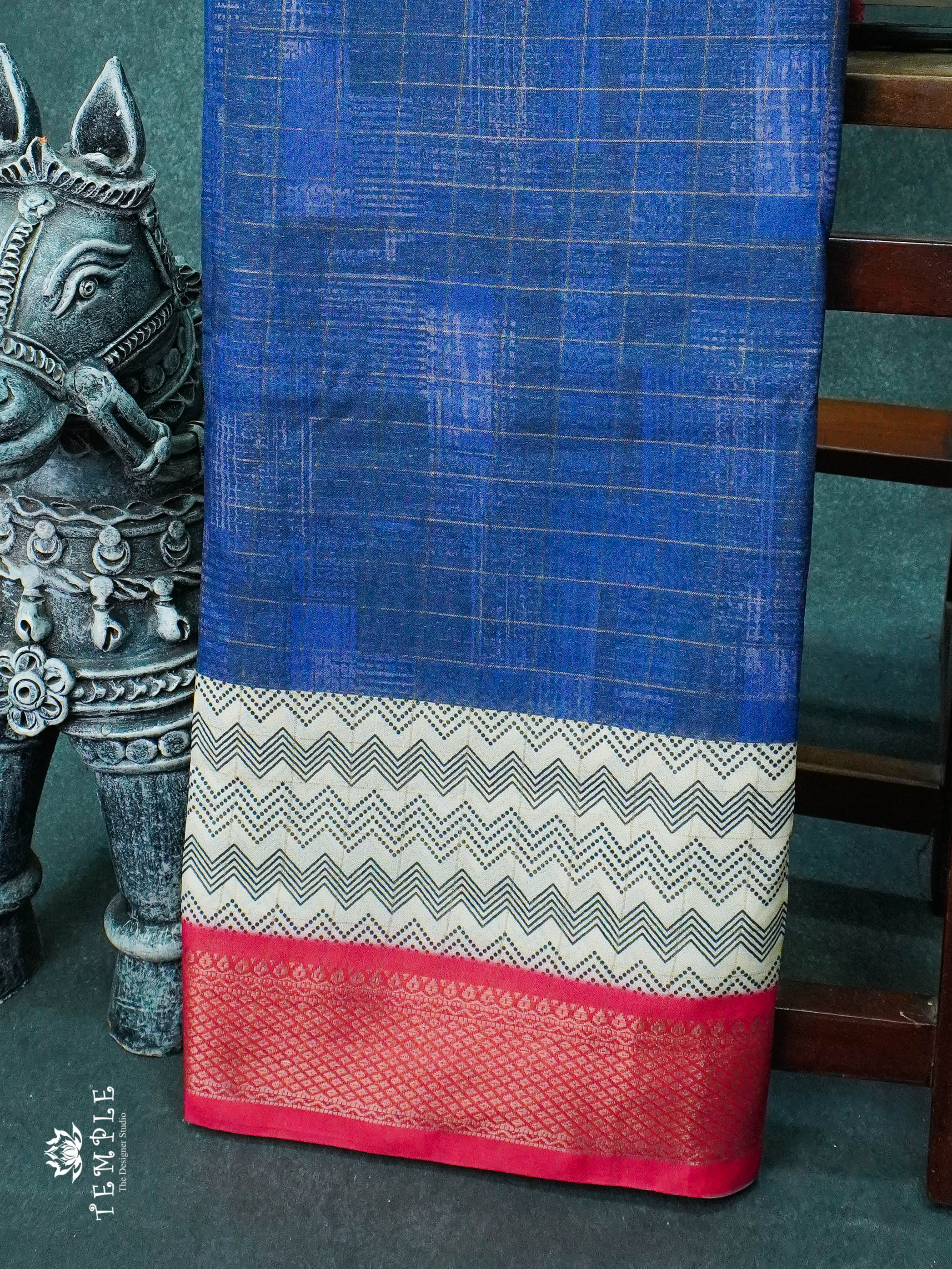 Semi Crepe Saree With Zari Woven Check Pattern  | TTDS1156 | Sparkling Deals