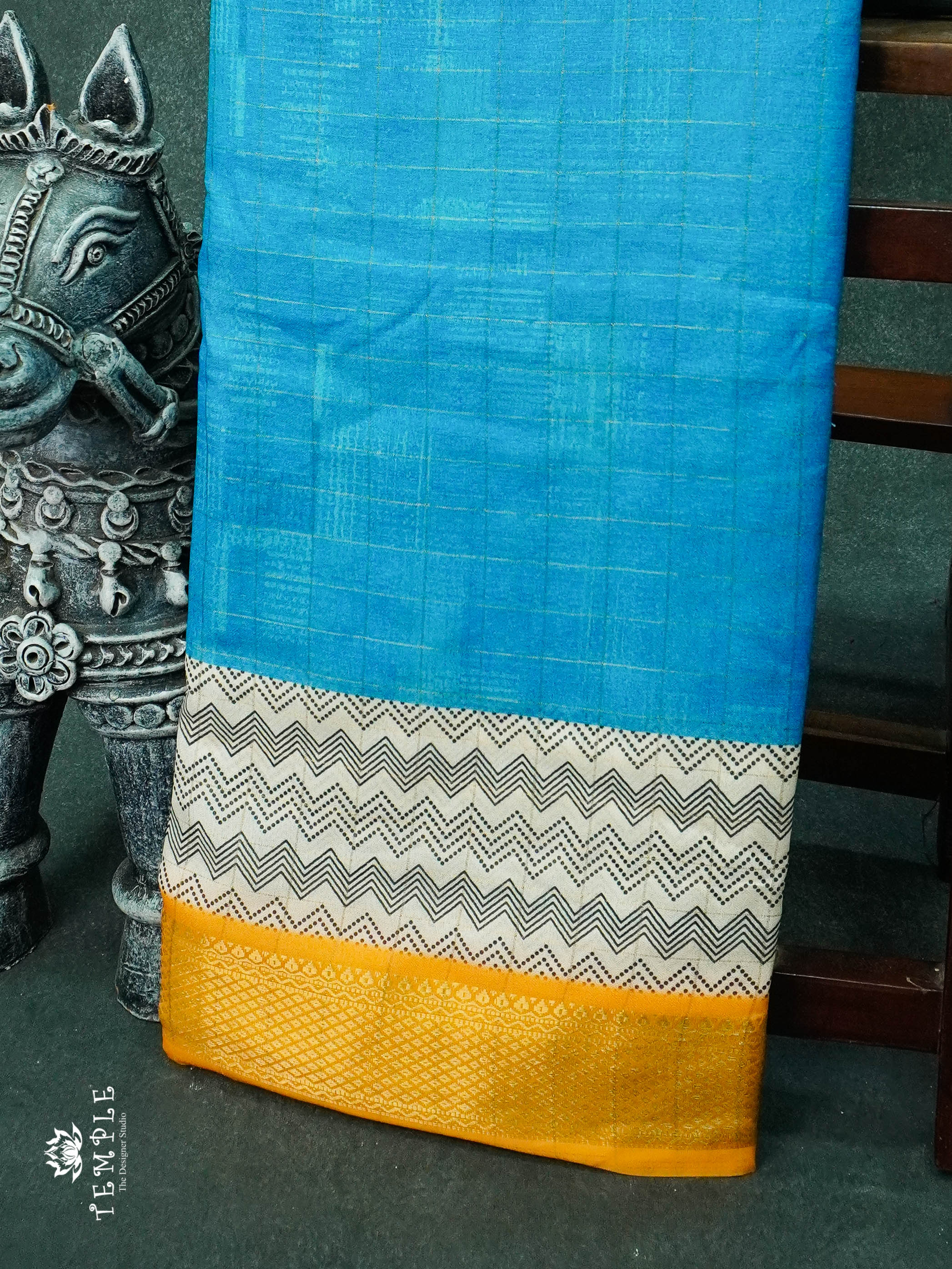 Semi Crepe Saree With Zari Woven Check Pattern  | TTDS1156 | Sparkling Deals