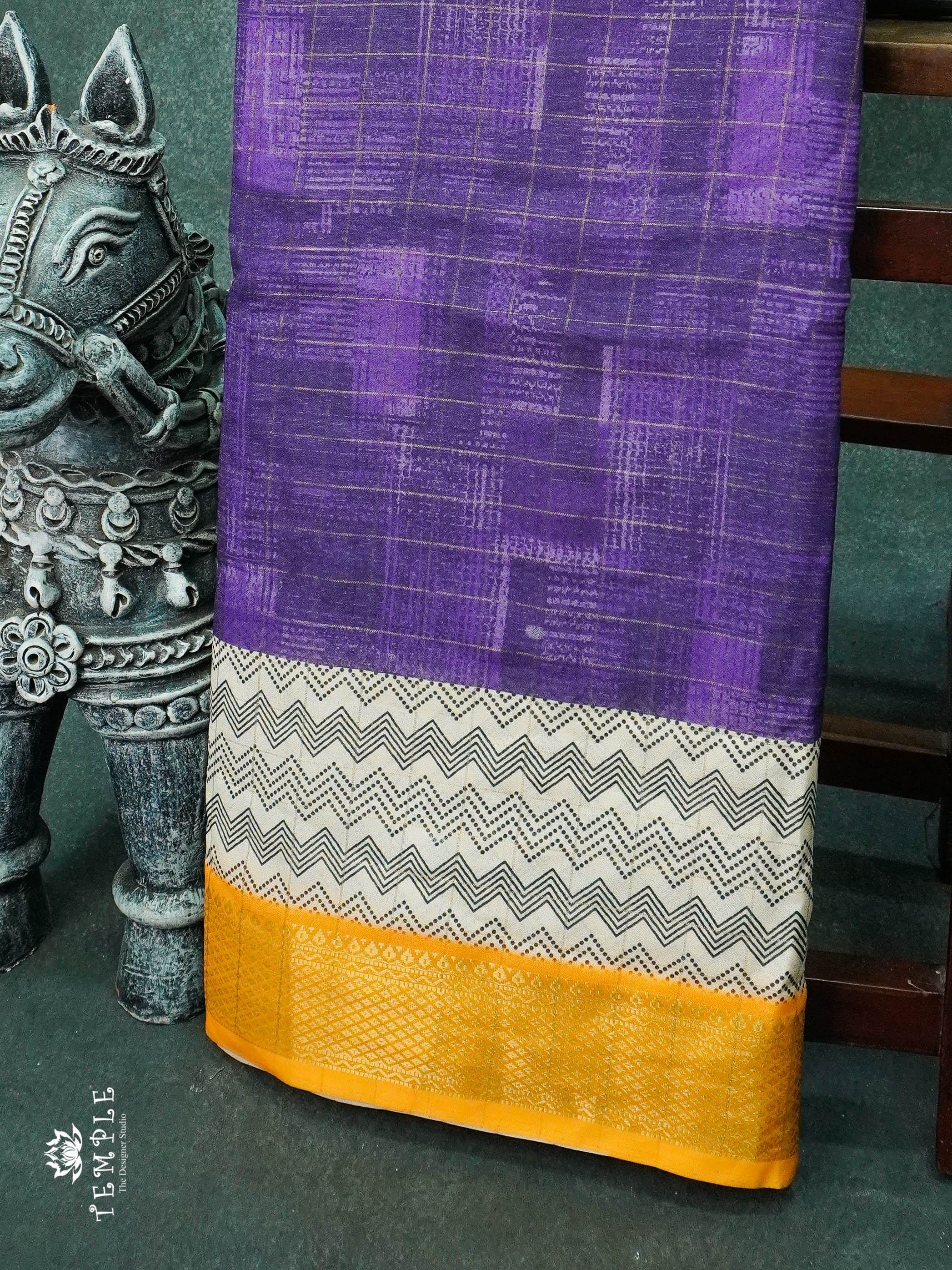 Semi Crepe Saree With Zari Woven Check Pattern  | TTDS1156 | Sparkling Deals