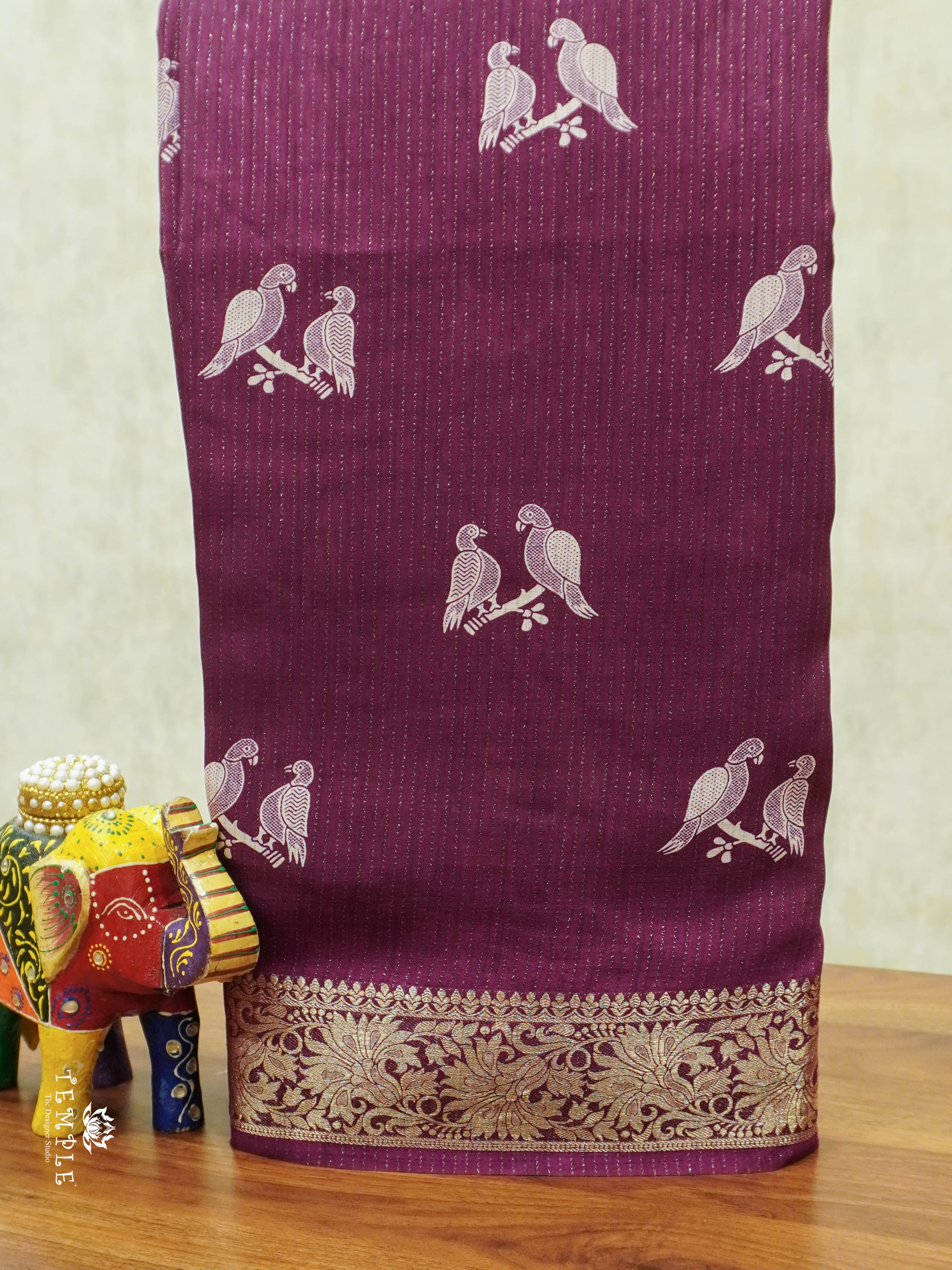 Vaira Oosi Georgette Saree(Wine Colour) | TTDS1550 | Merry Deals