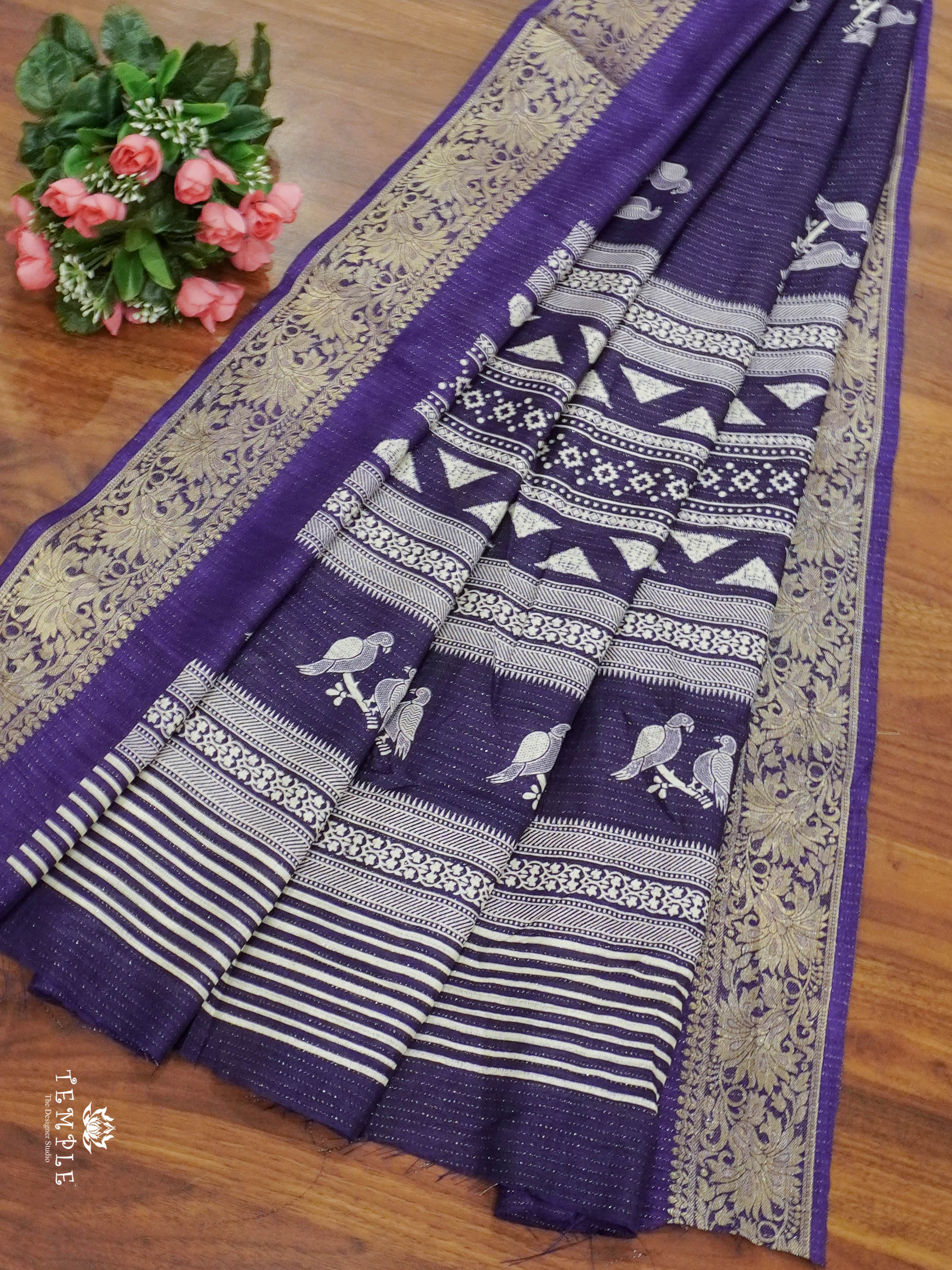 Vaira Oosi Georgette Saree(Purple) | TTDS1550 | Merry Deals