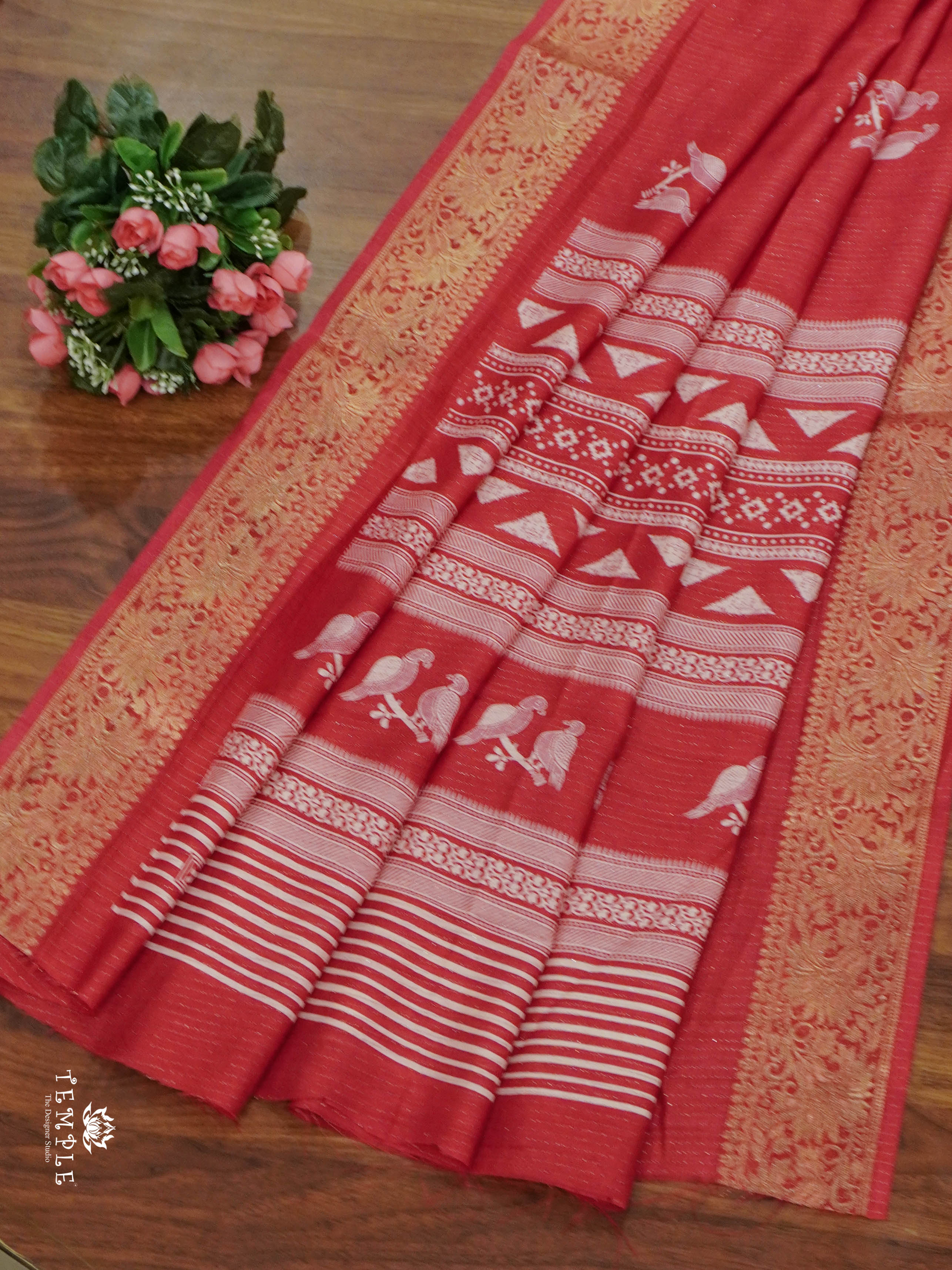 Vaira Oosi Georgette Saree(Red) | TTDS1550 | Merry Deals