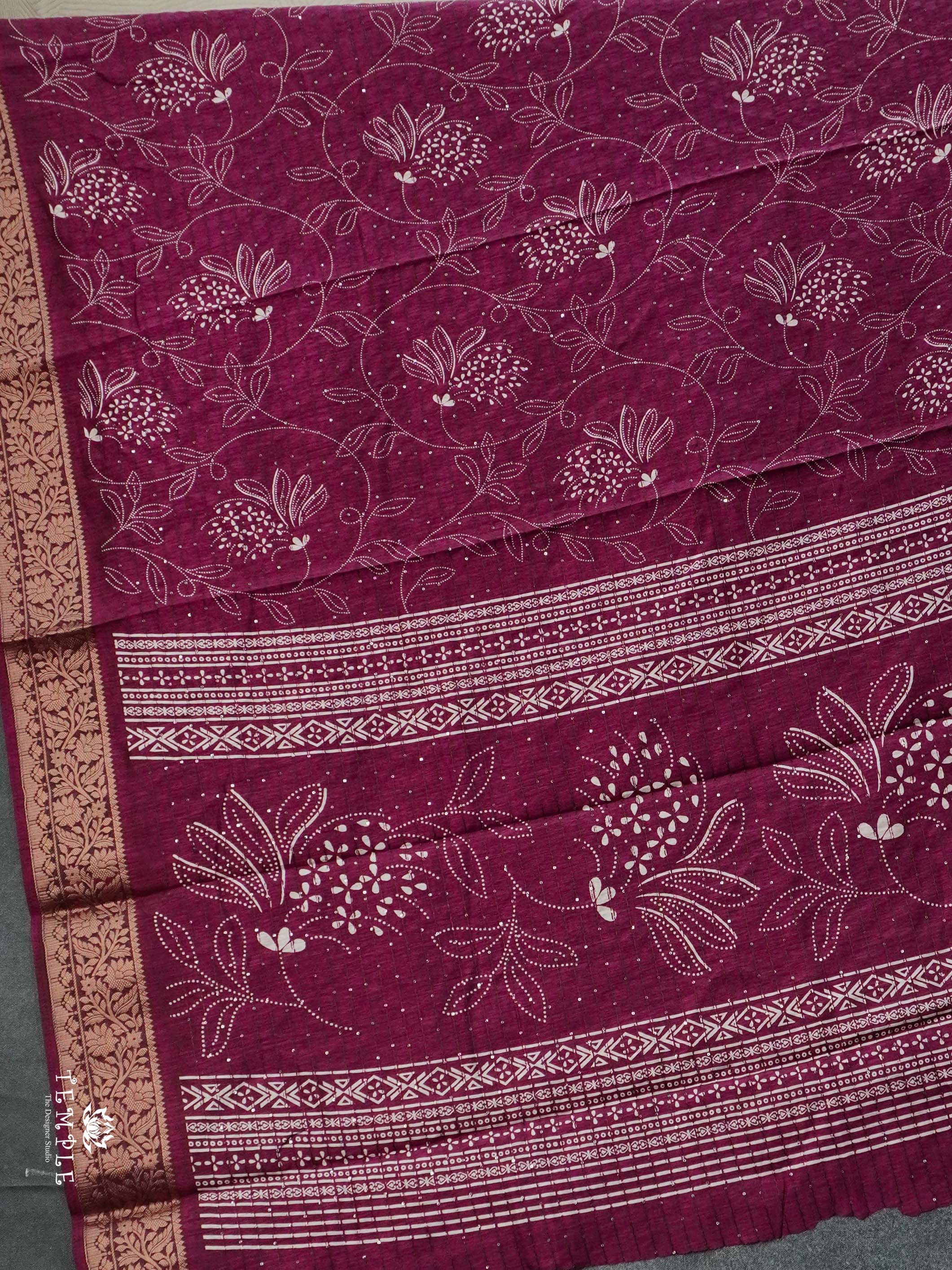 Semi Tussar Saree with Sequins Design | TTDS2536