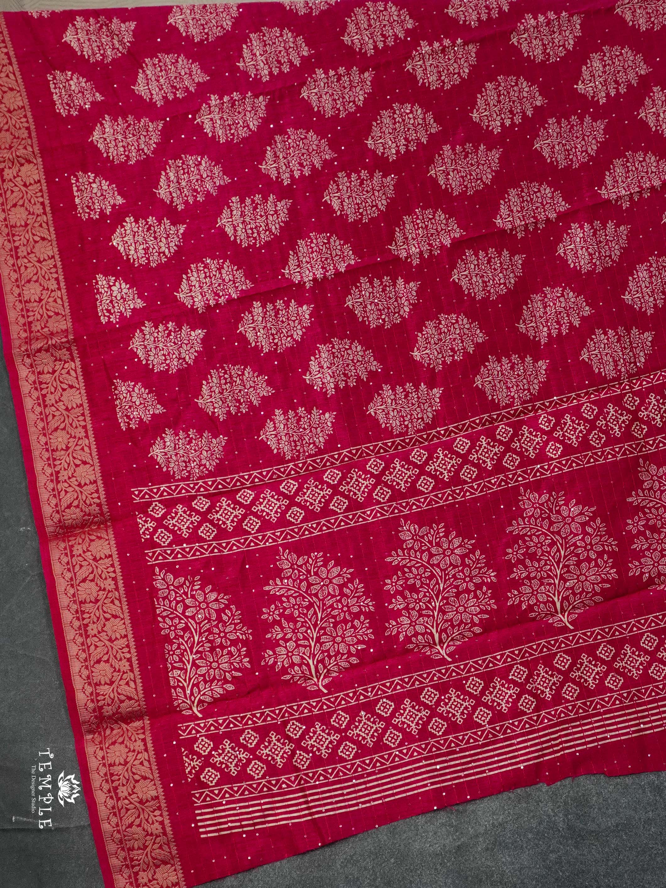 Semi Tussar Saree with Sequins Design | TTDS2543