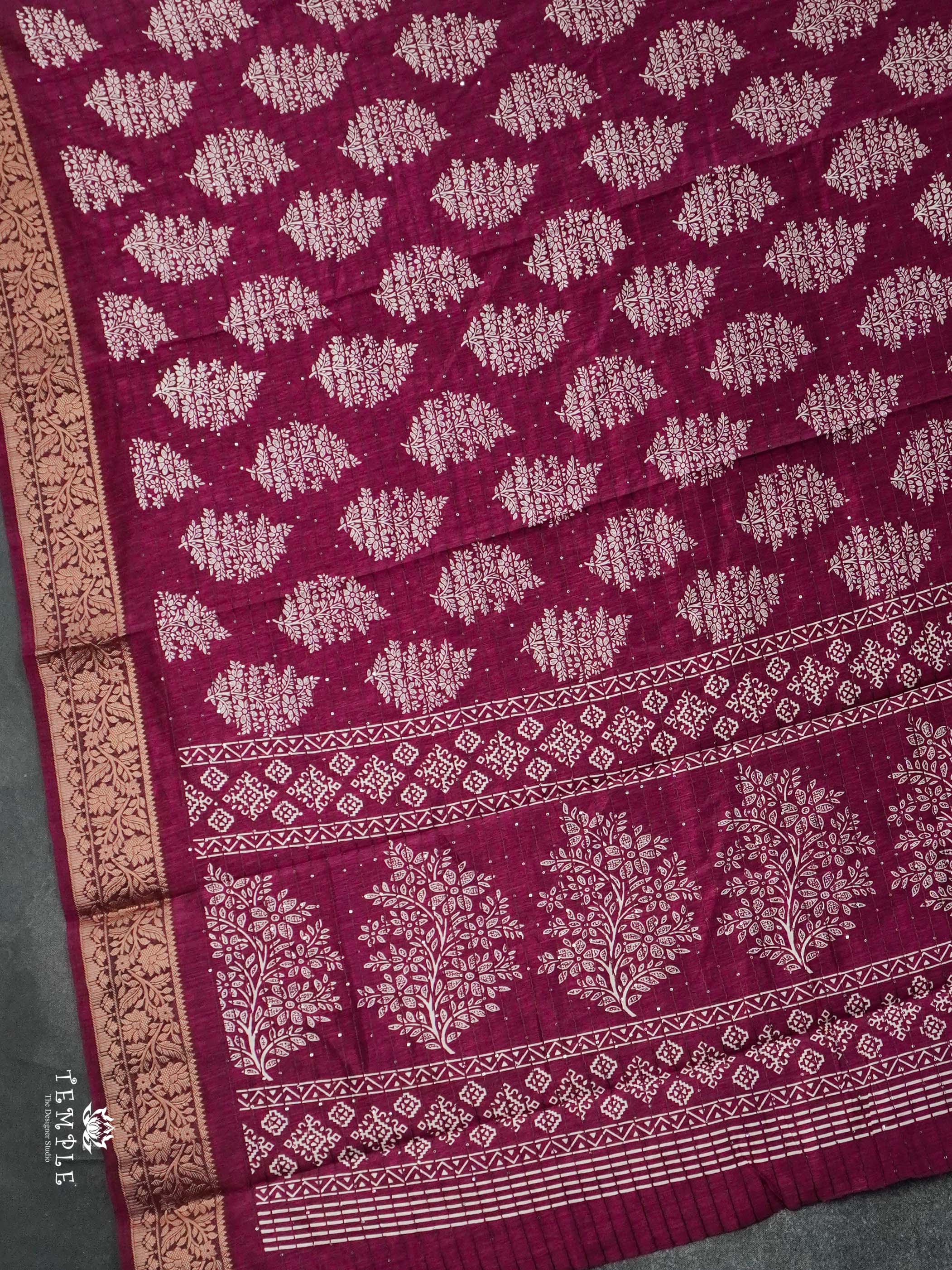 Semi Tussar Saree with Sequins Design | TTDS2543