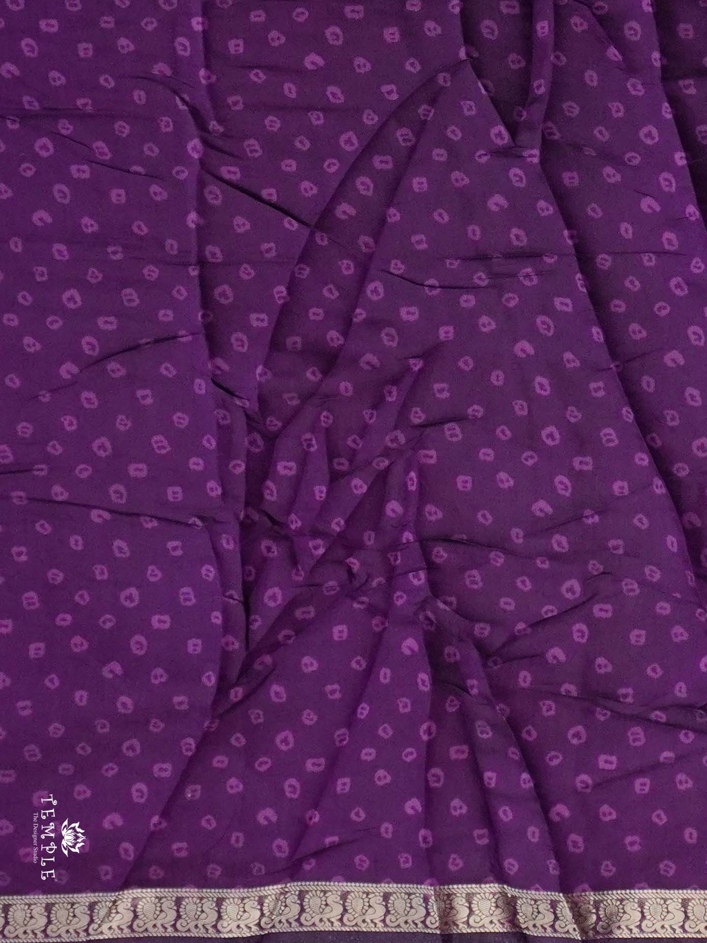 Mangalagiri Cotton Saree With Bandhani Elephant Motif  | TTDS2544