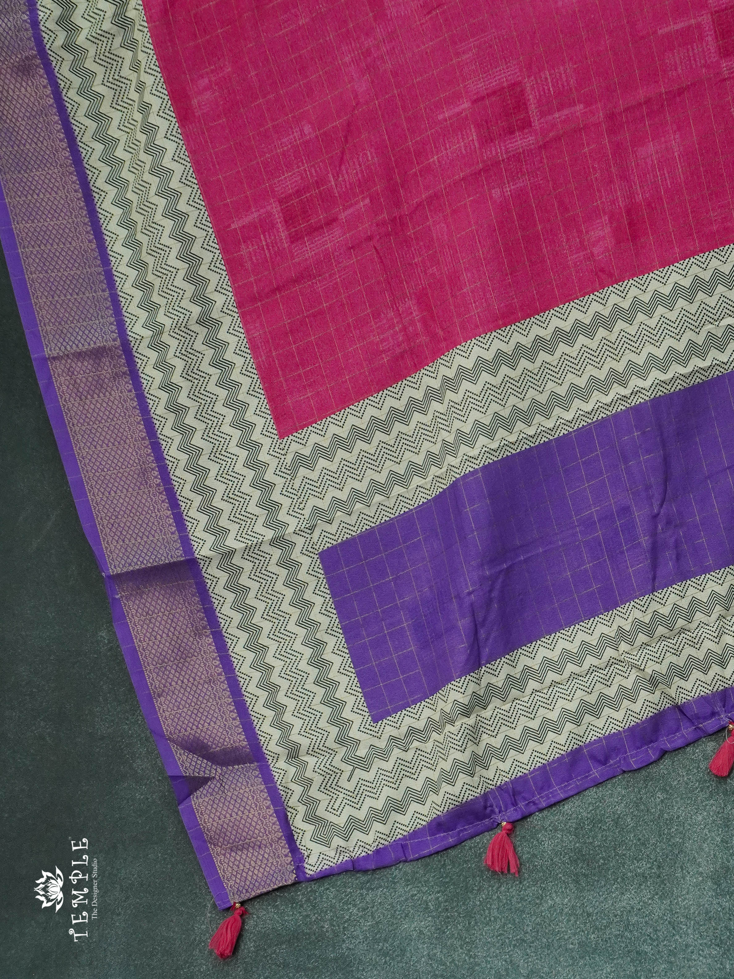 Semi Crepe Saree With Zari Woven Check Pattern  | TTDS1156 | Sparkling Deals