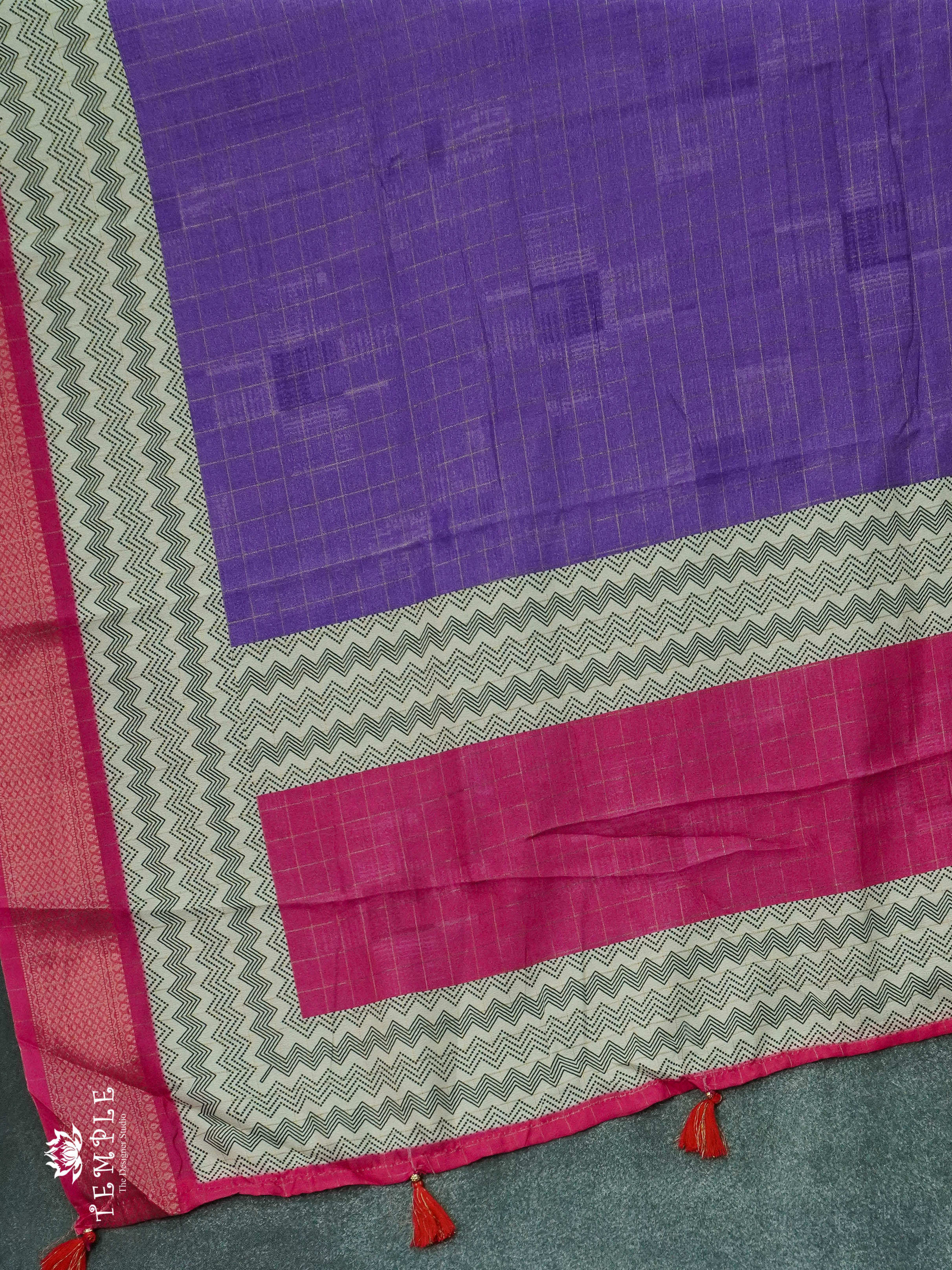 Semi Crepe Saree With Zari Woven Check Pattern  | TTDS1156 | Sparkling Deals