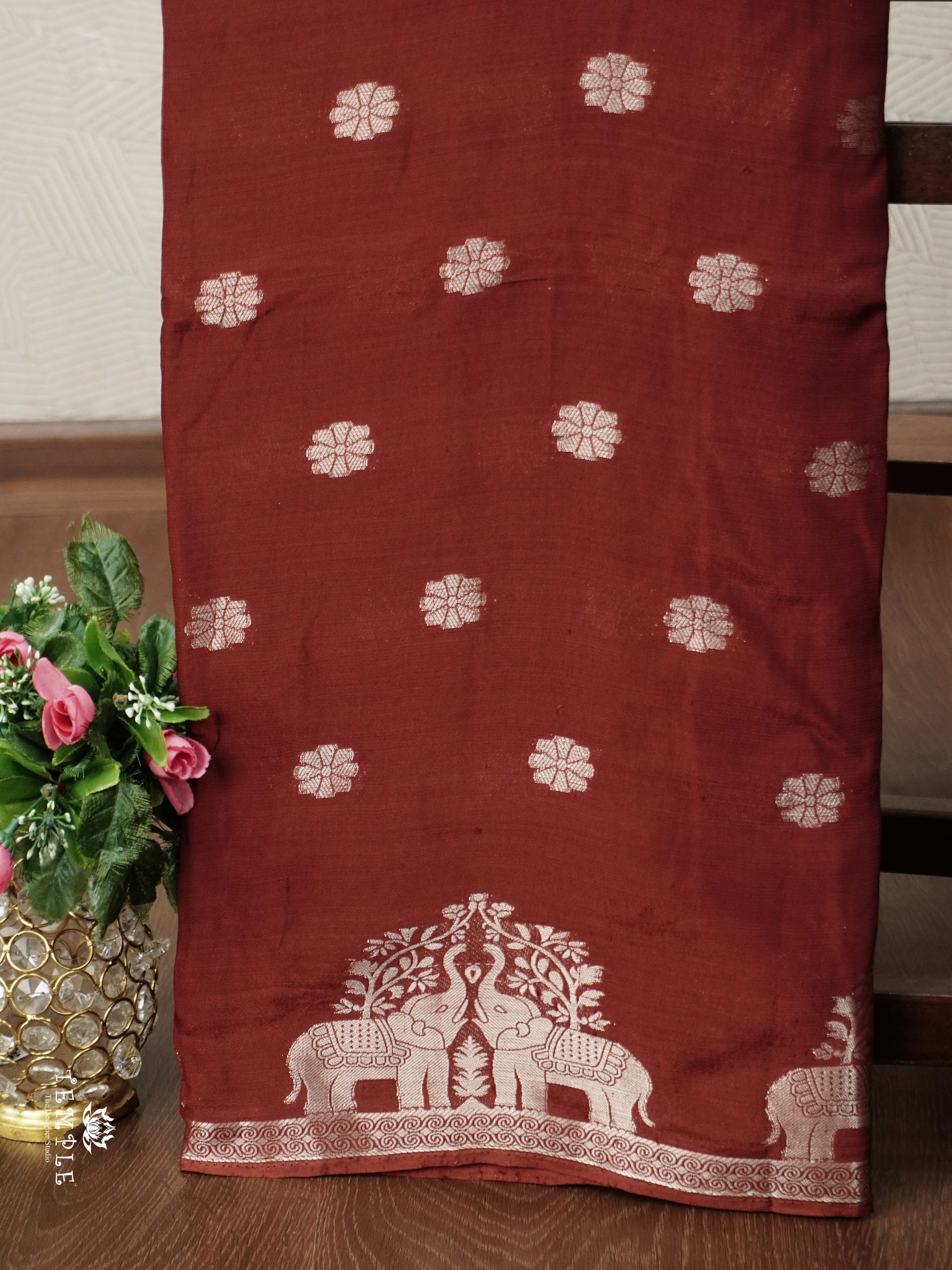 Khadi Silk Saree With Elephant Motifs | TTDS2542