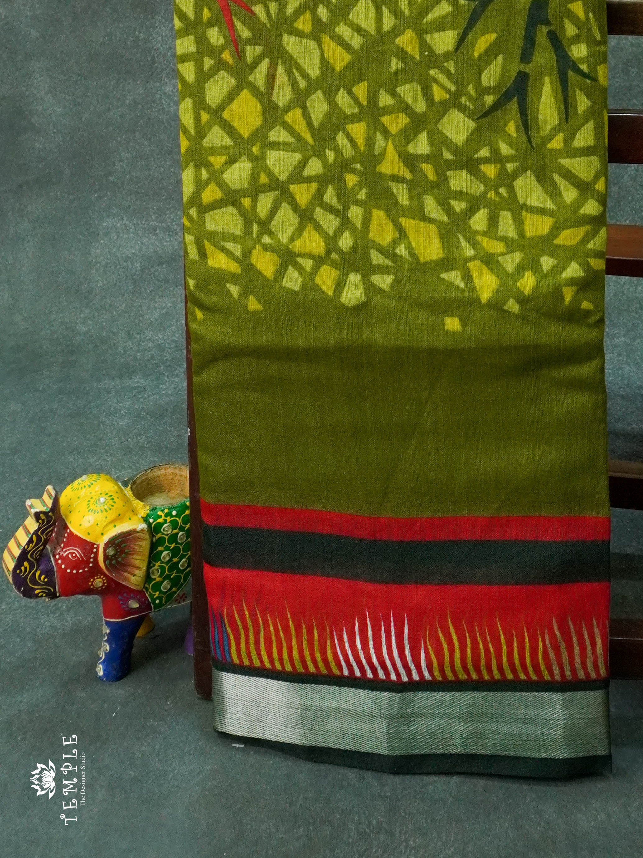 Linen Cotton Saree(Green) | TTDS1149