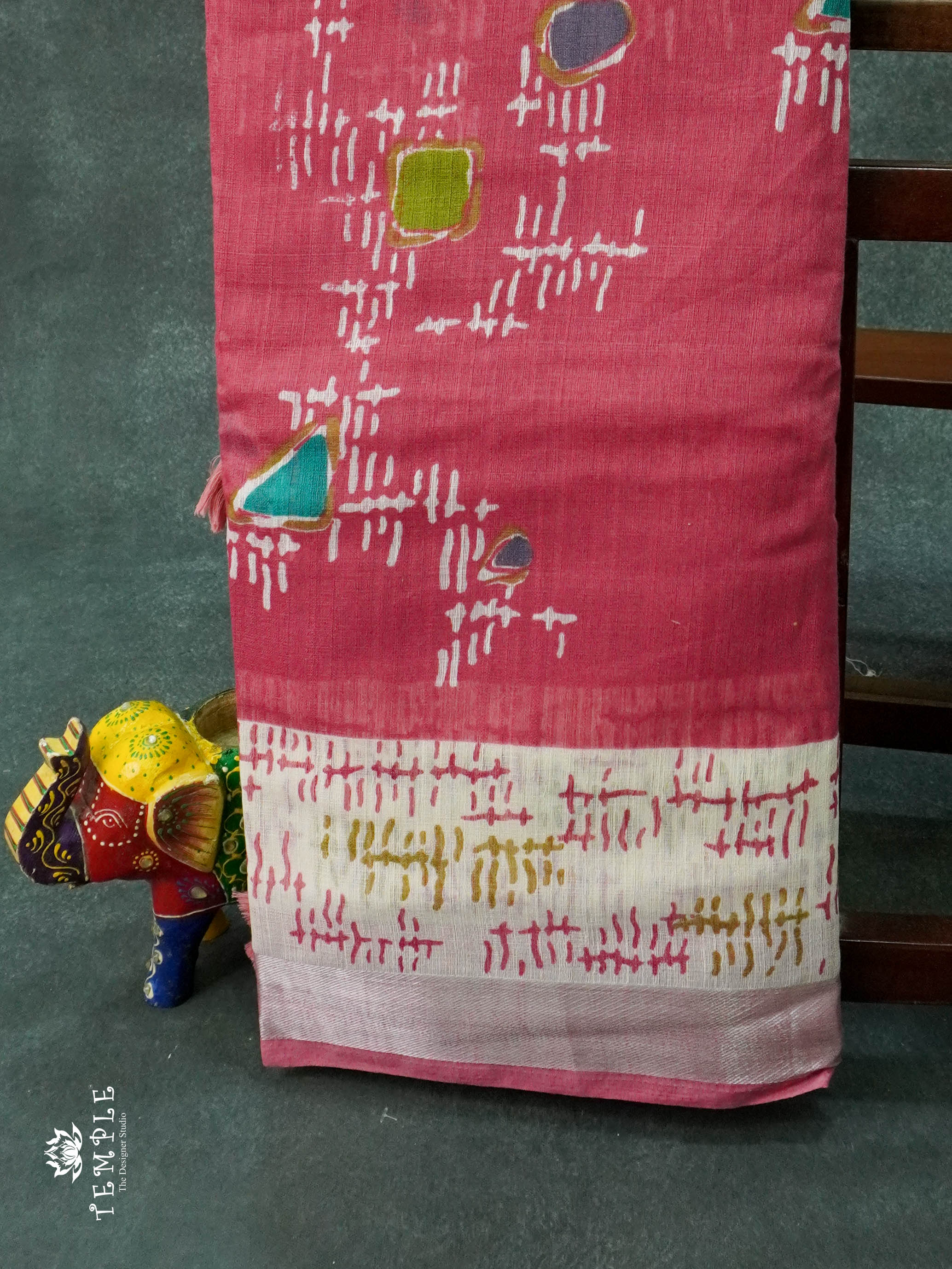 Linen Cotton Saree(Baby Pink) | TTDS1149