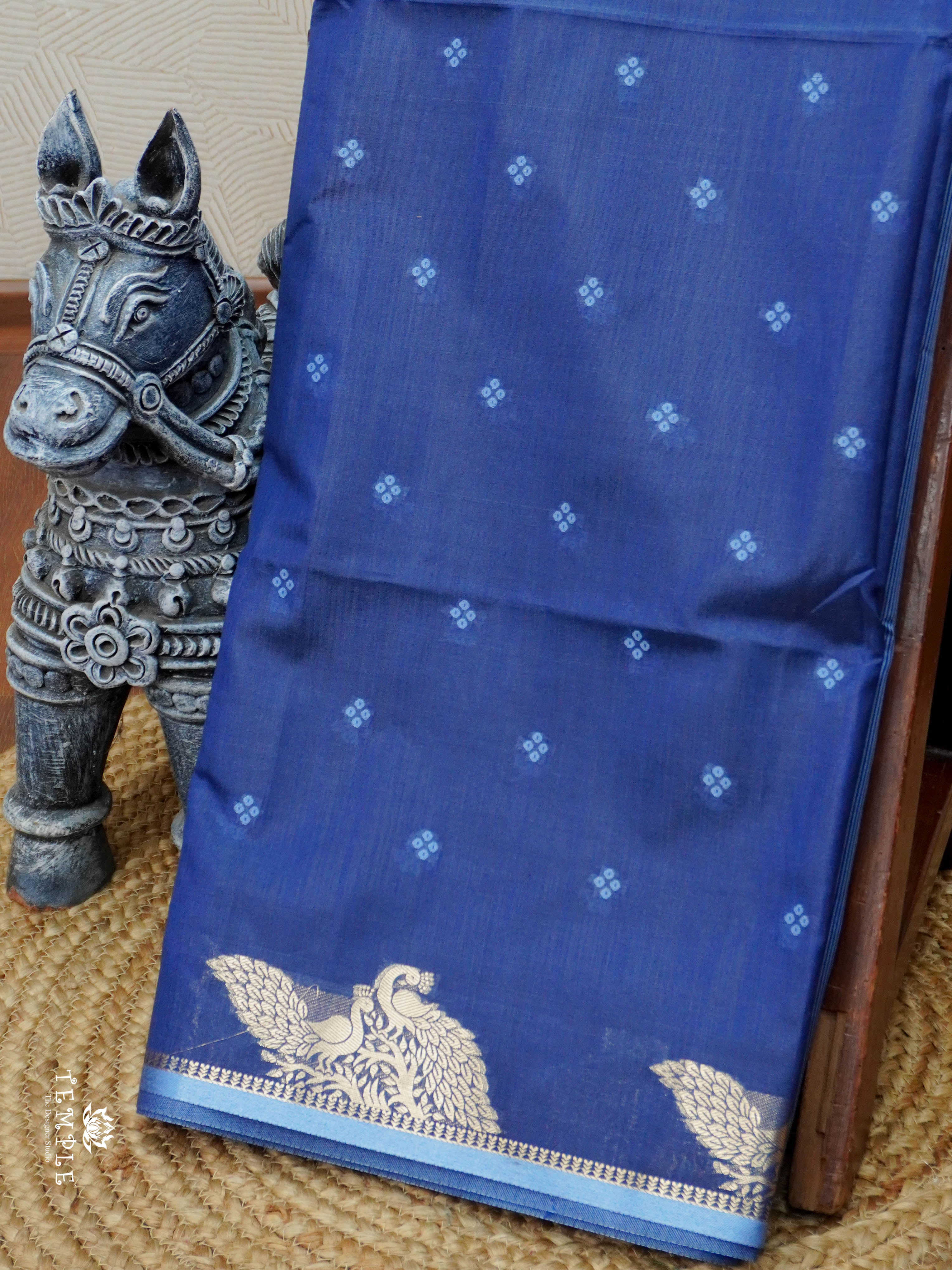 Raw Silk Saree With Peacock Design | TTDS3025