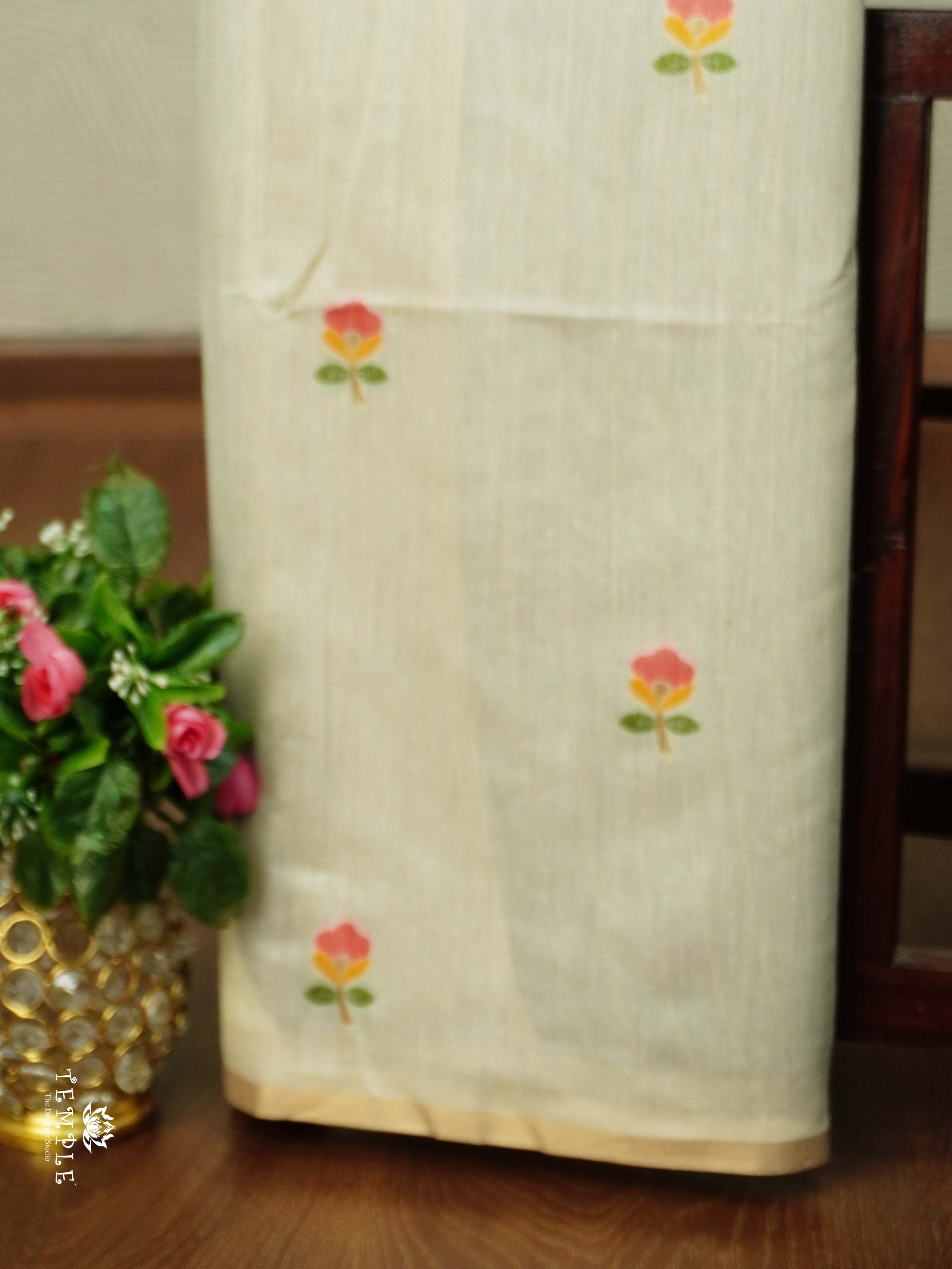 Thread Weaved Linen Cotton Saree | TTDS2545
