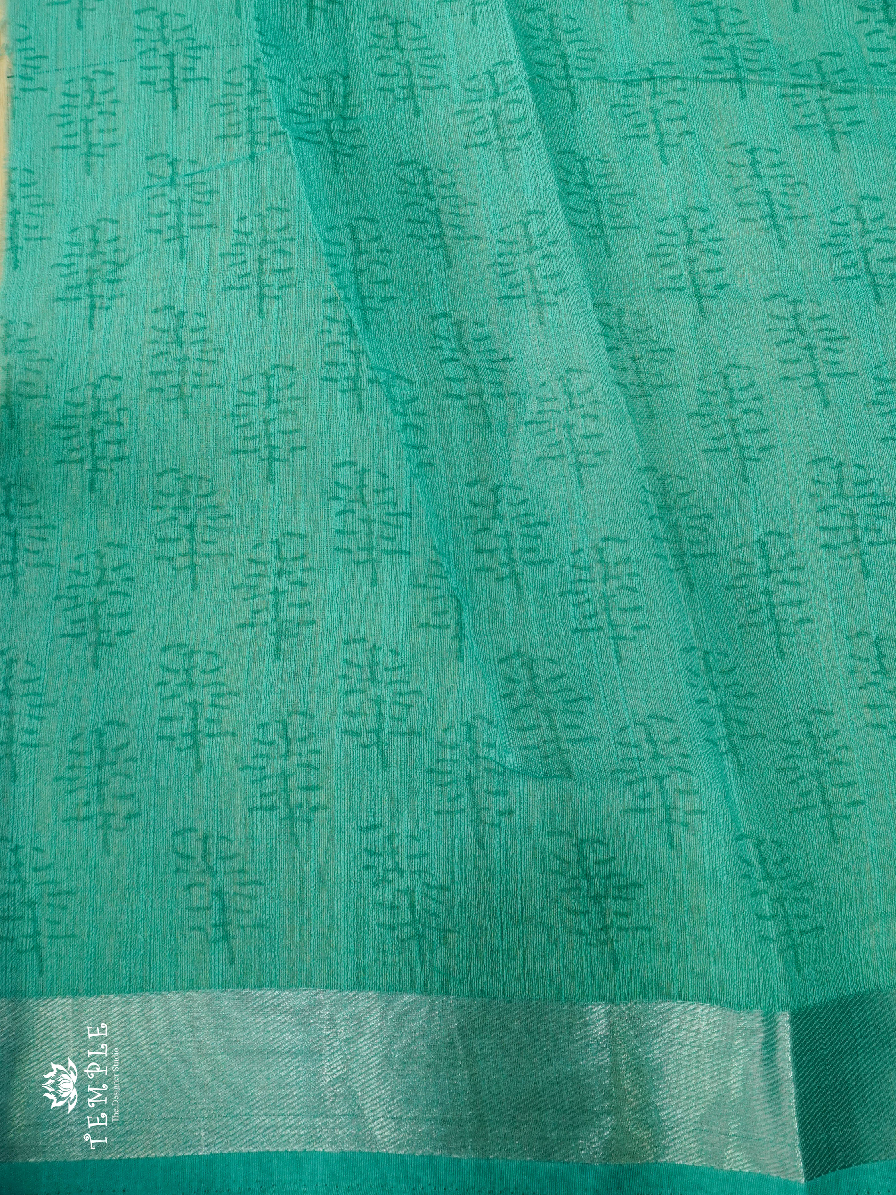 Linen Cotton Saree(Sea Blue) | TTDS1149