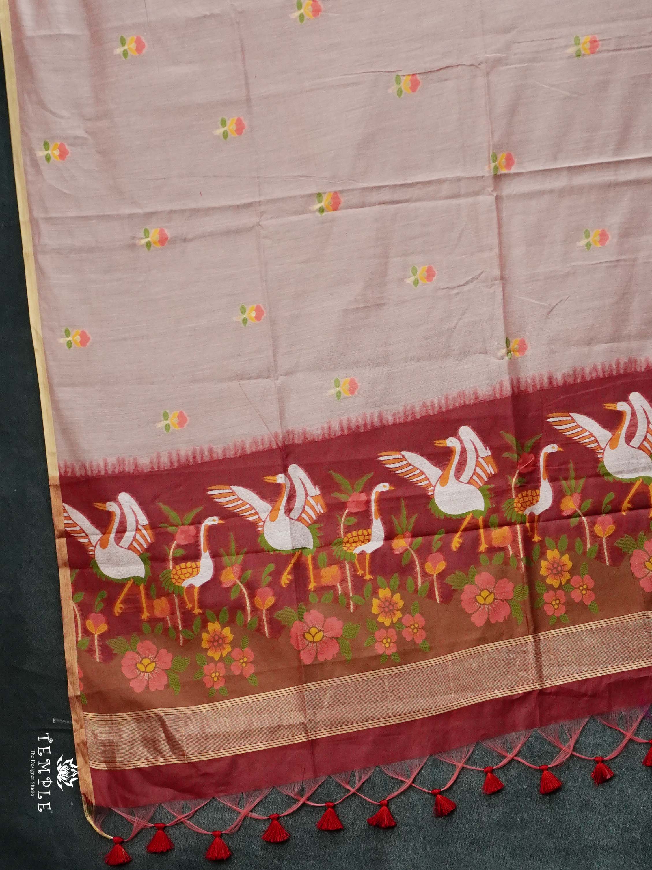 Thread Weaved Linen Cotton Saree | TTDS2545
