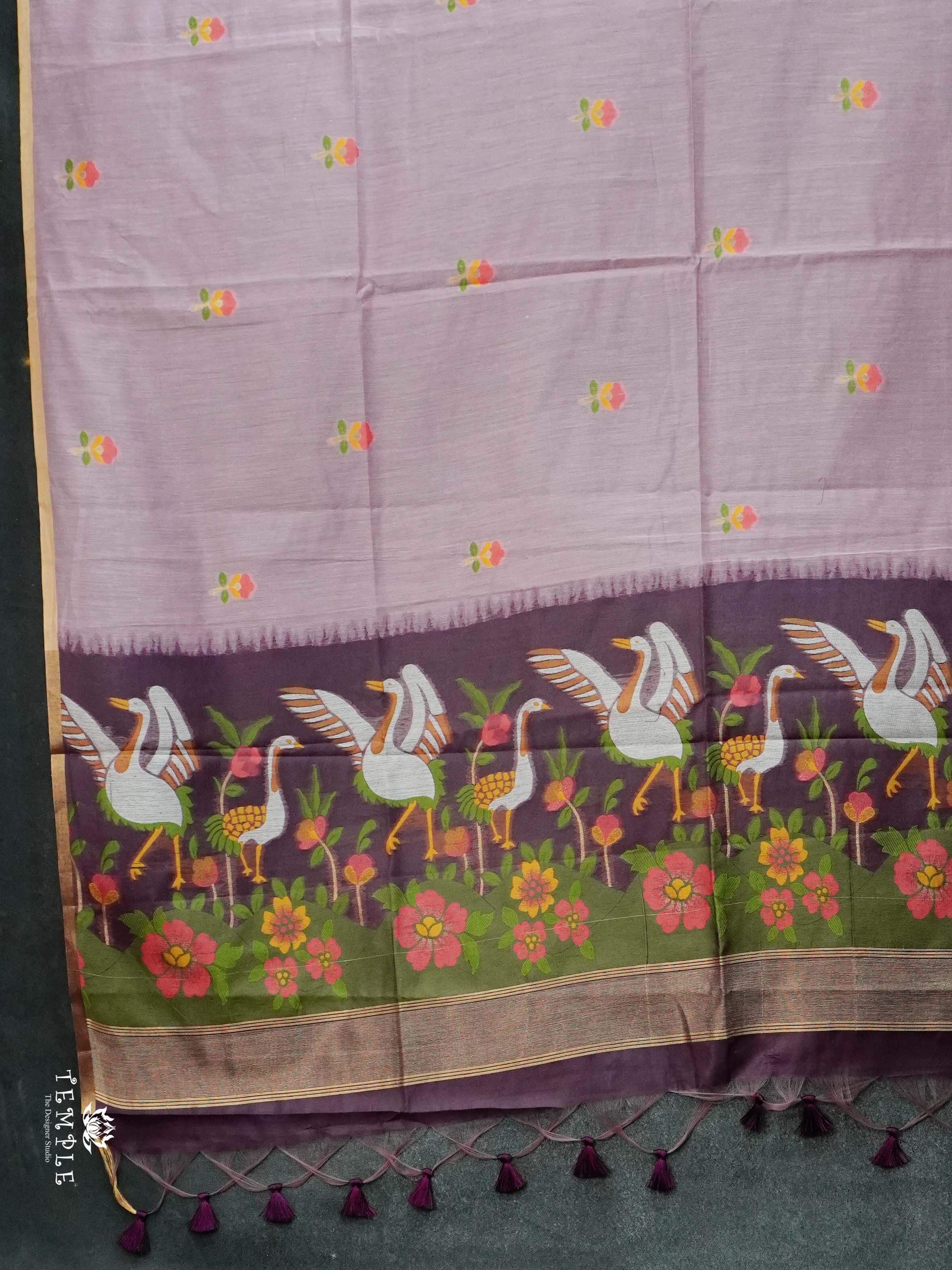 Thread Weaved Linen Cotton Saree | TTDS2545