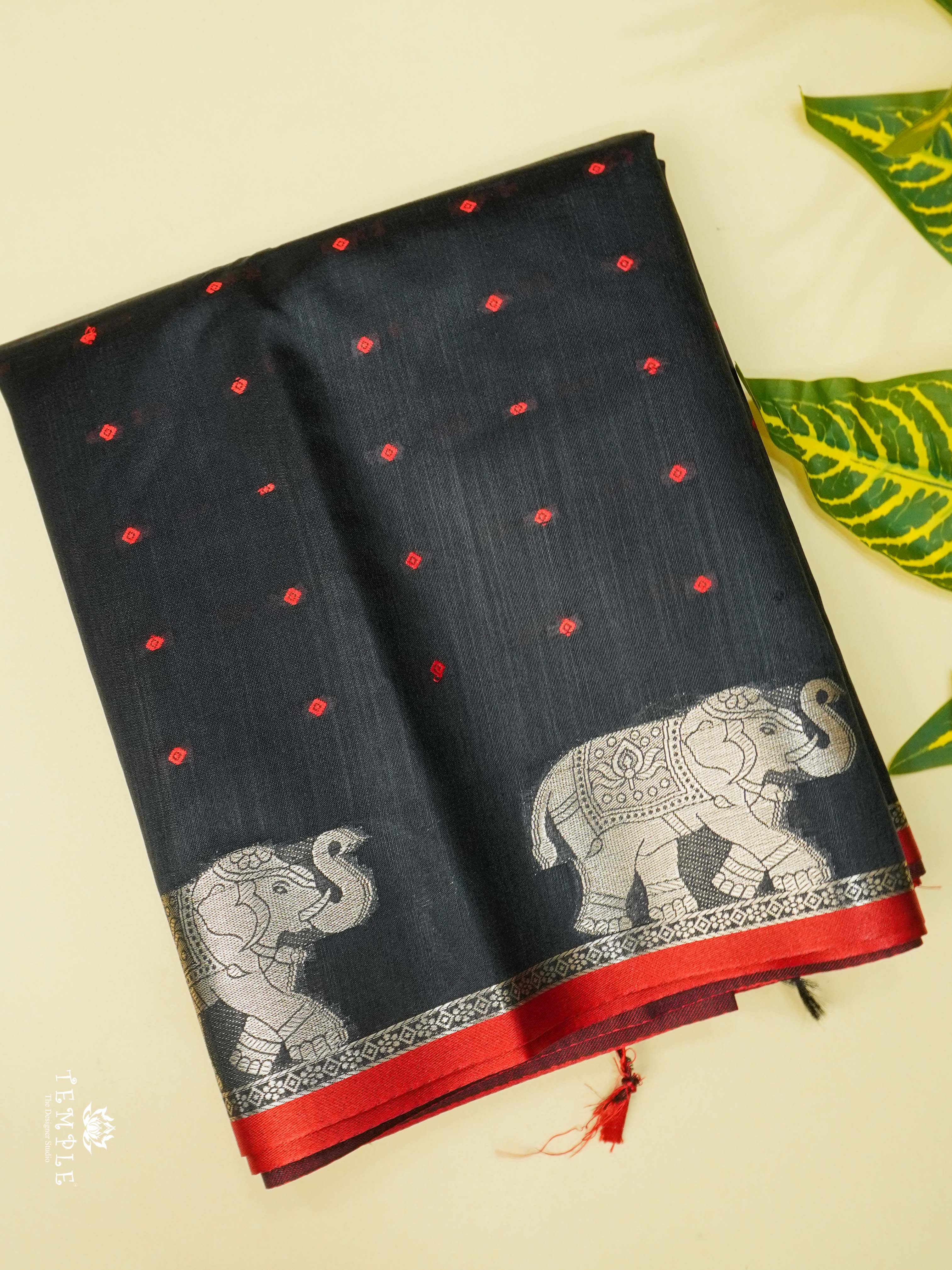 Raw Silk Saree With Elephant Motifs | TTDS2086