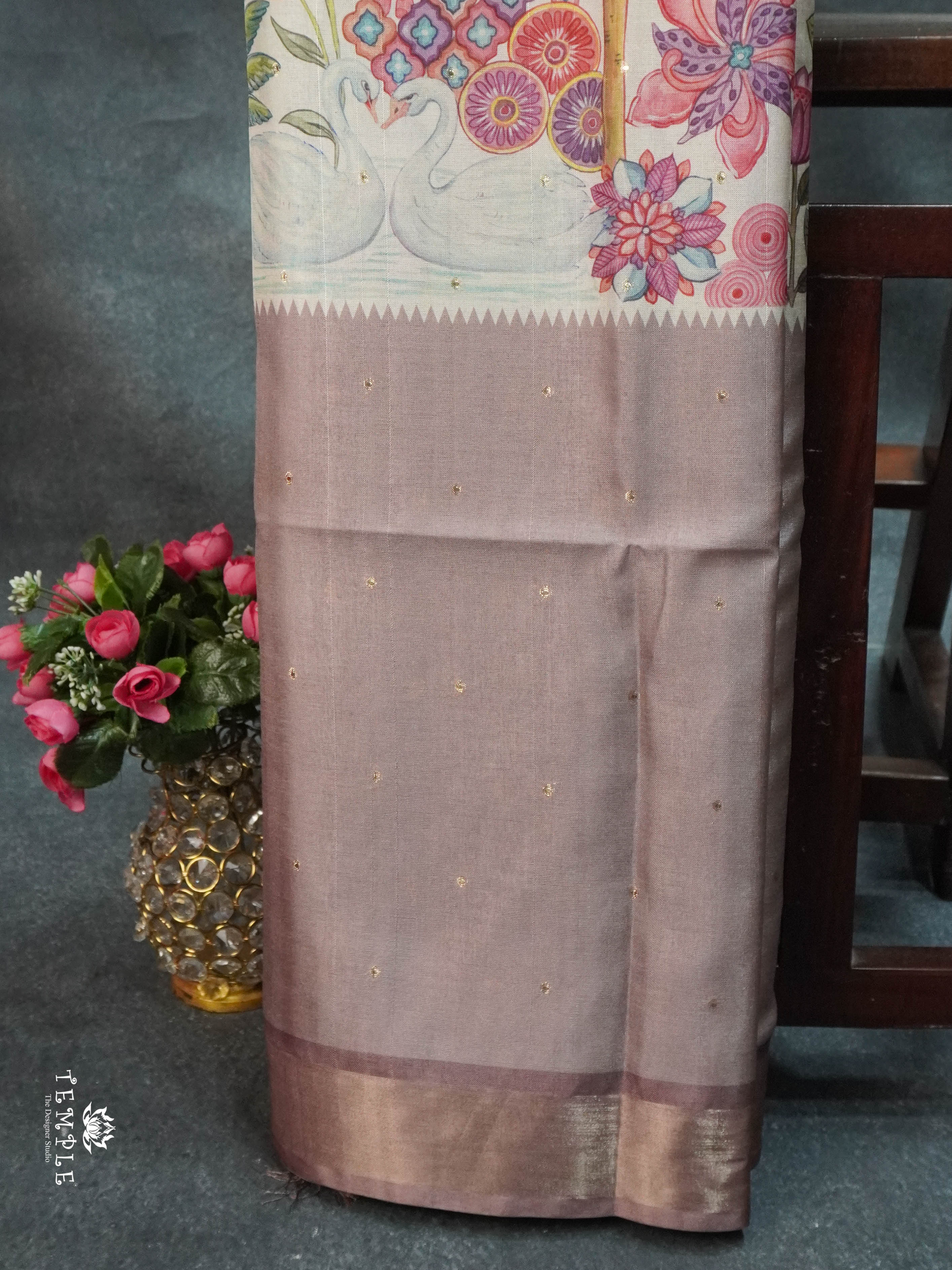 Printed Tussar Saree | TTDS1573 | Pongal Fest