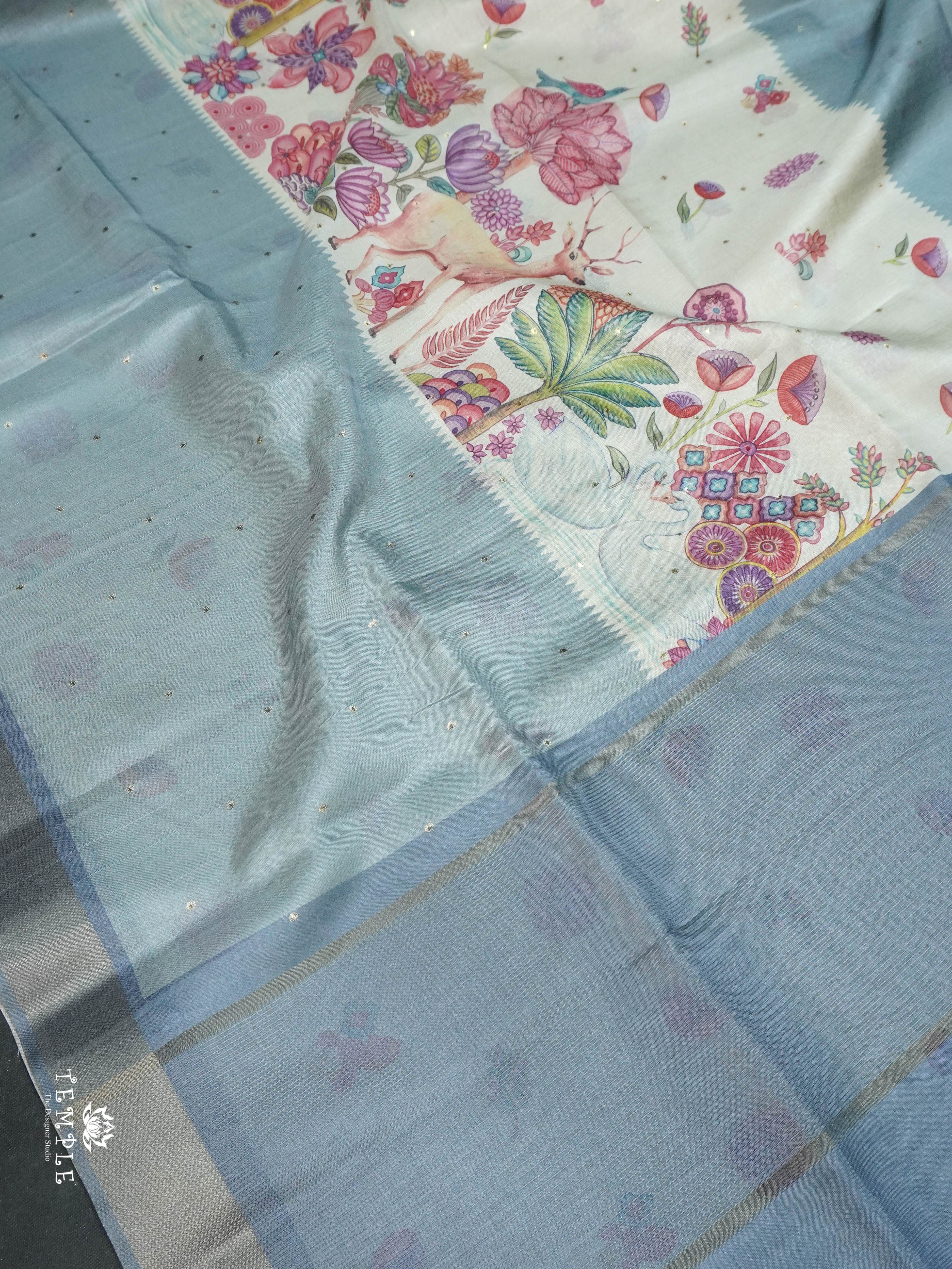 Printed Tussar Saree | TTDS1573 | Pongal Fest