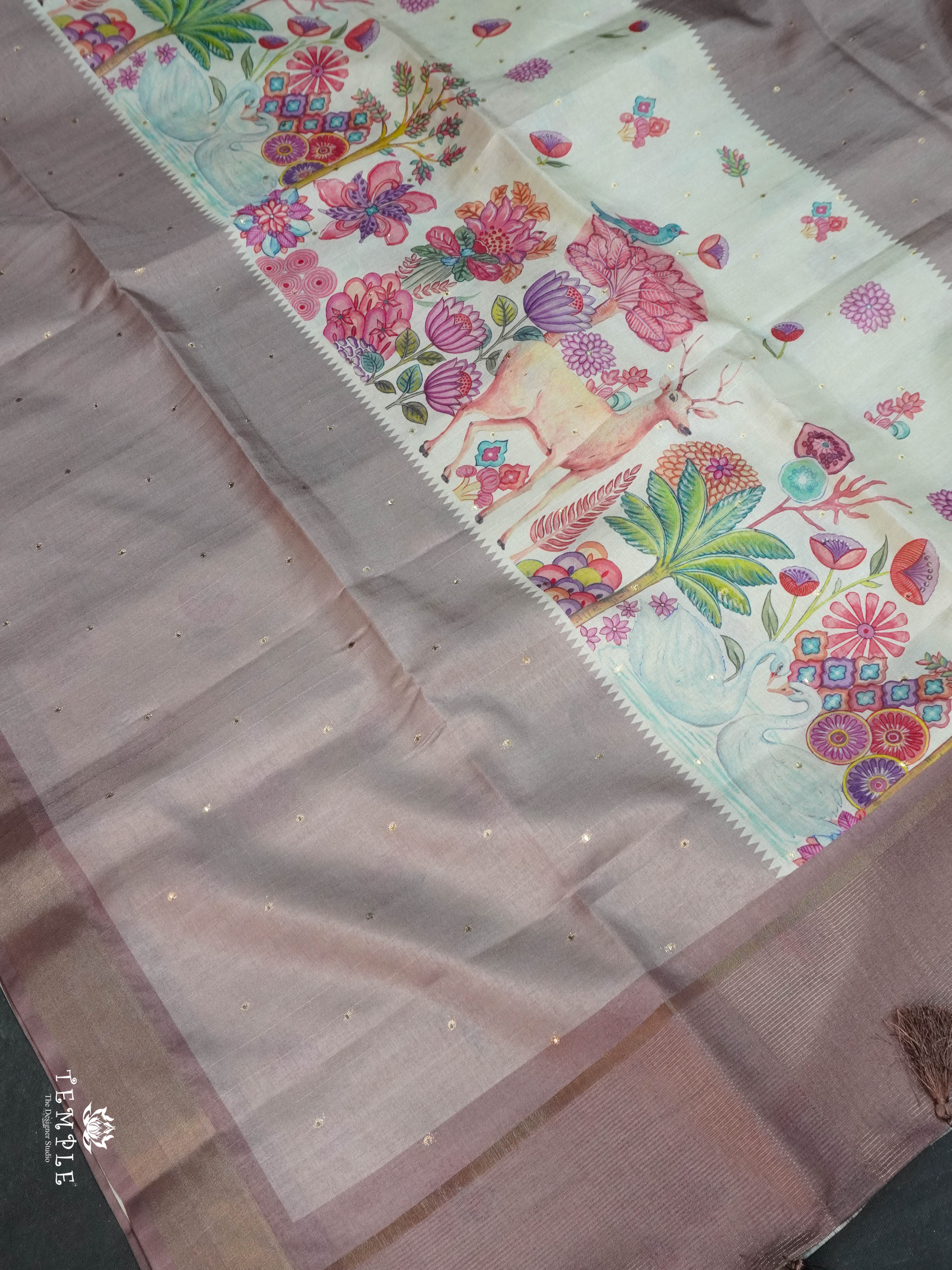 Printed Tussar Saree | TTDS1573 | Pongal Fest