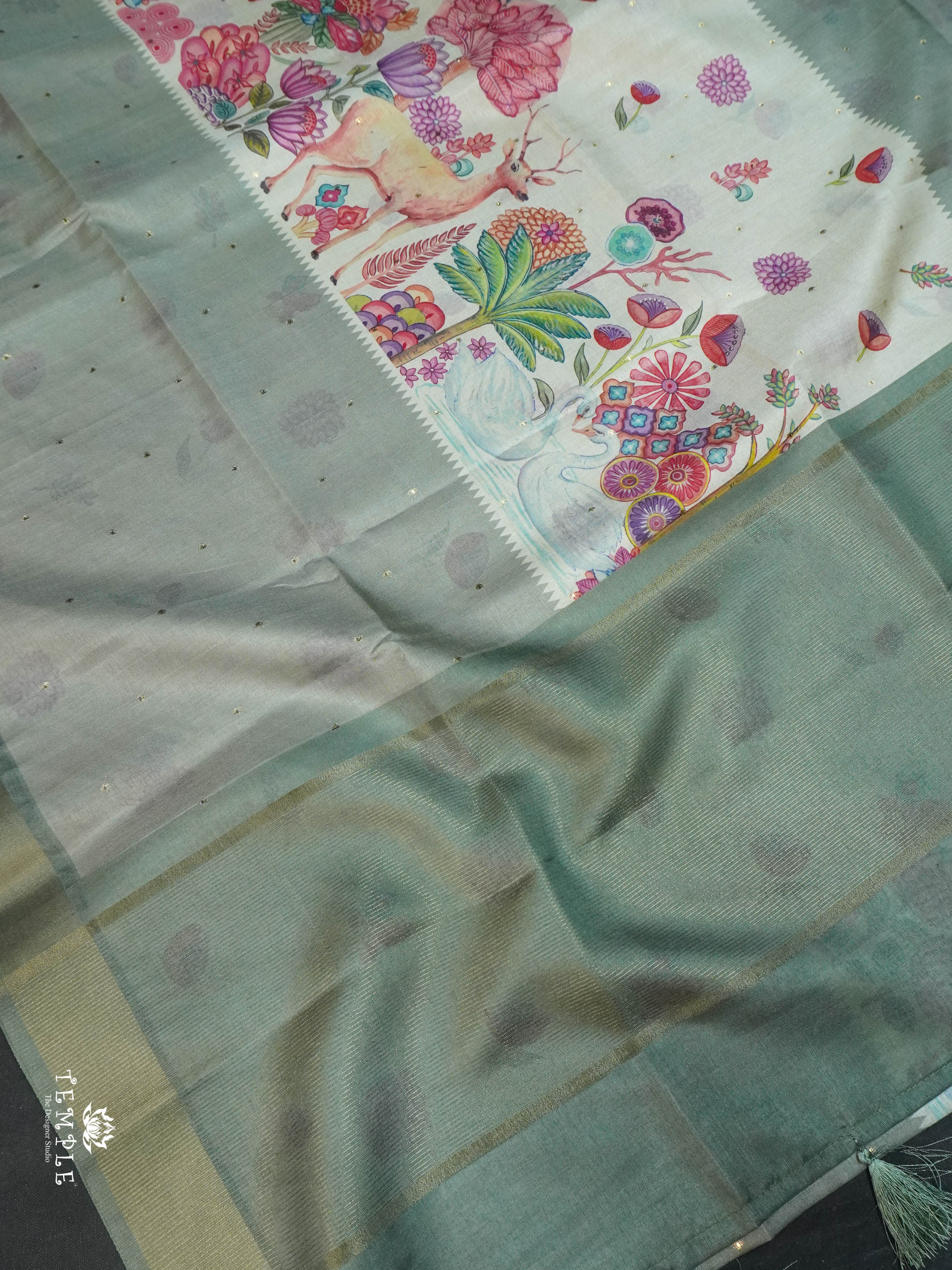 Printed Tussar Saree | TTDS1573 | Pongal Fest