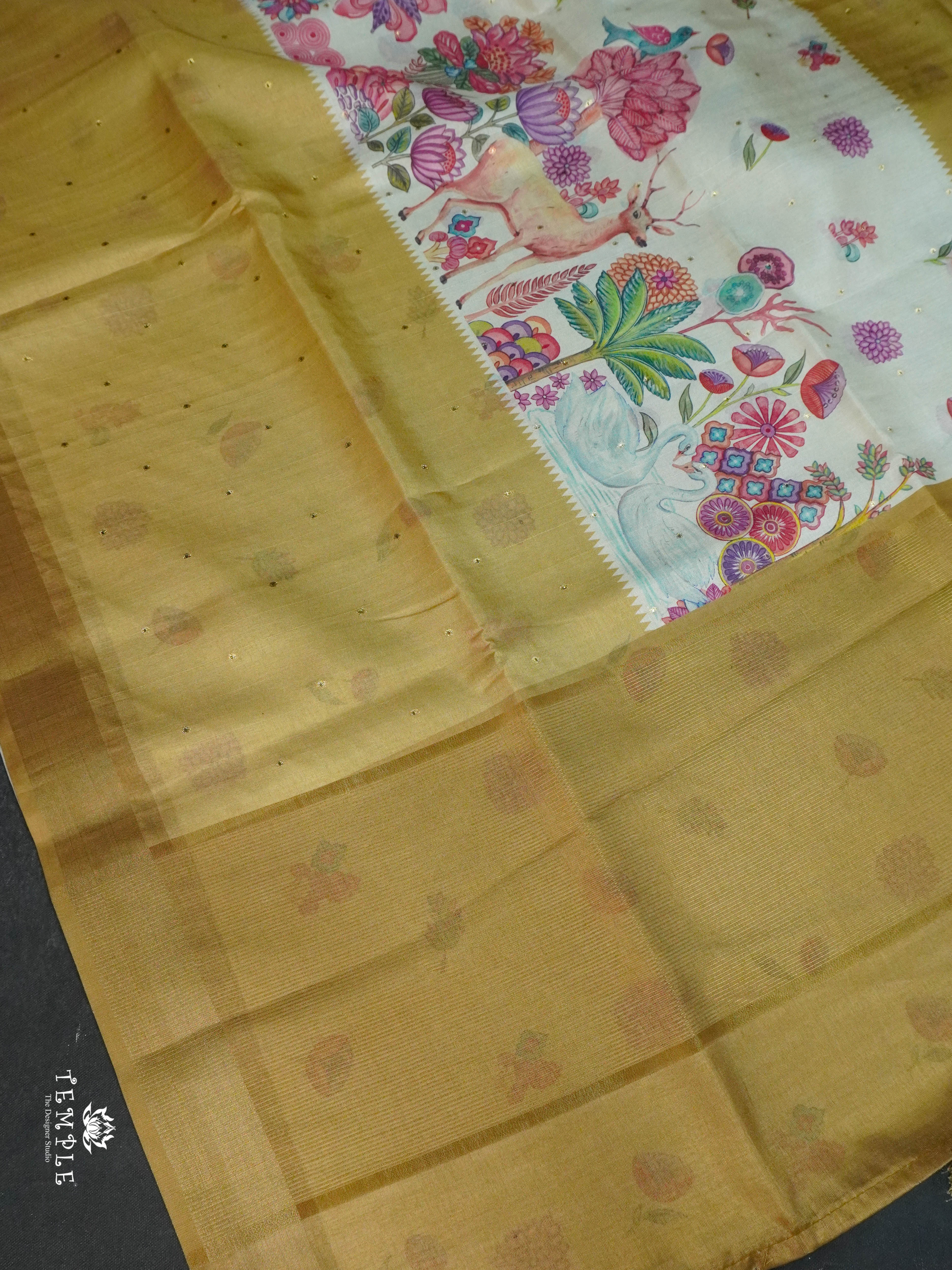 Printed Tussar Saree | TTDS1573 | Pongal Fest